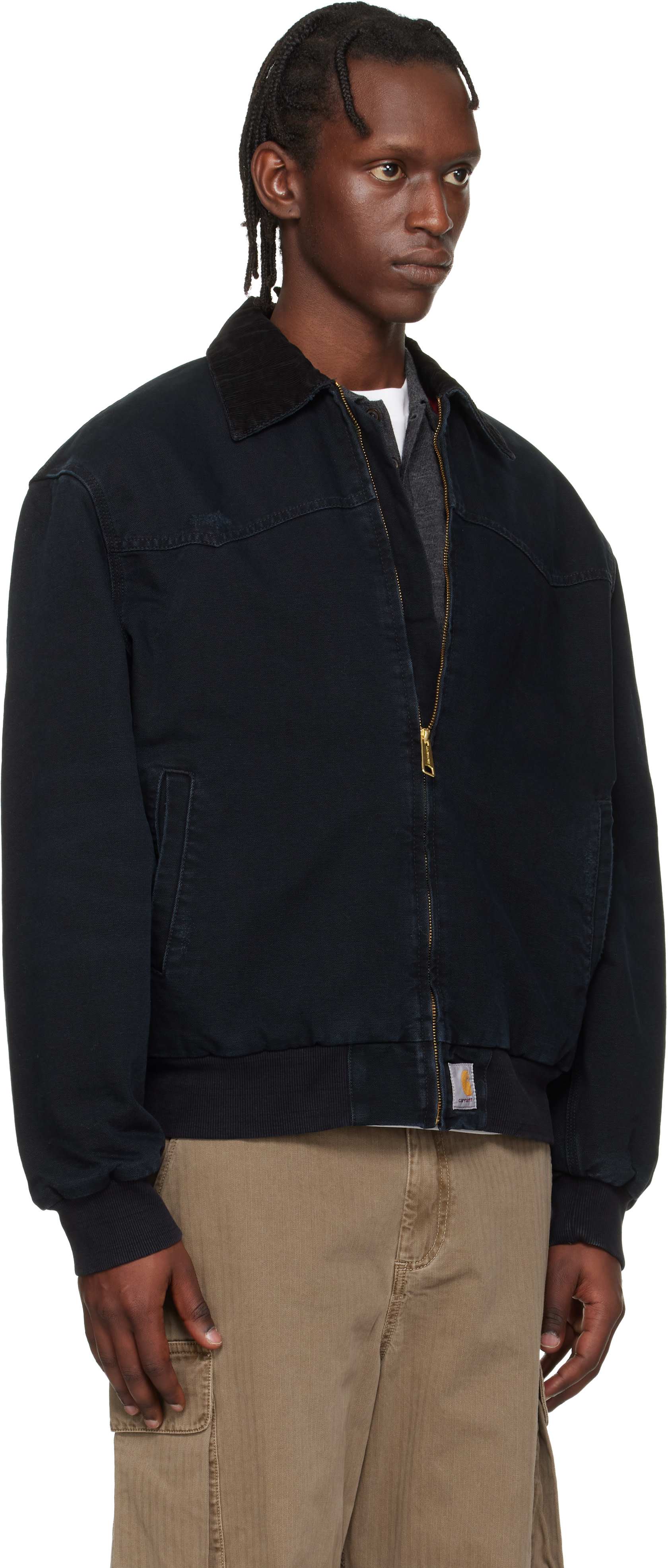 Carhartt Work In Progress: Black OG Santa Fe Jacket | SSENSE