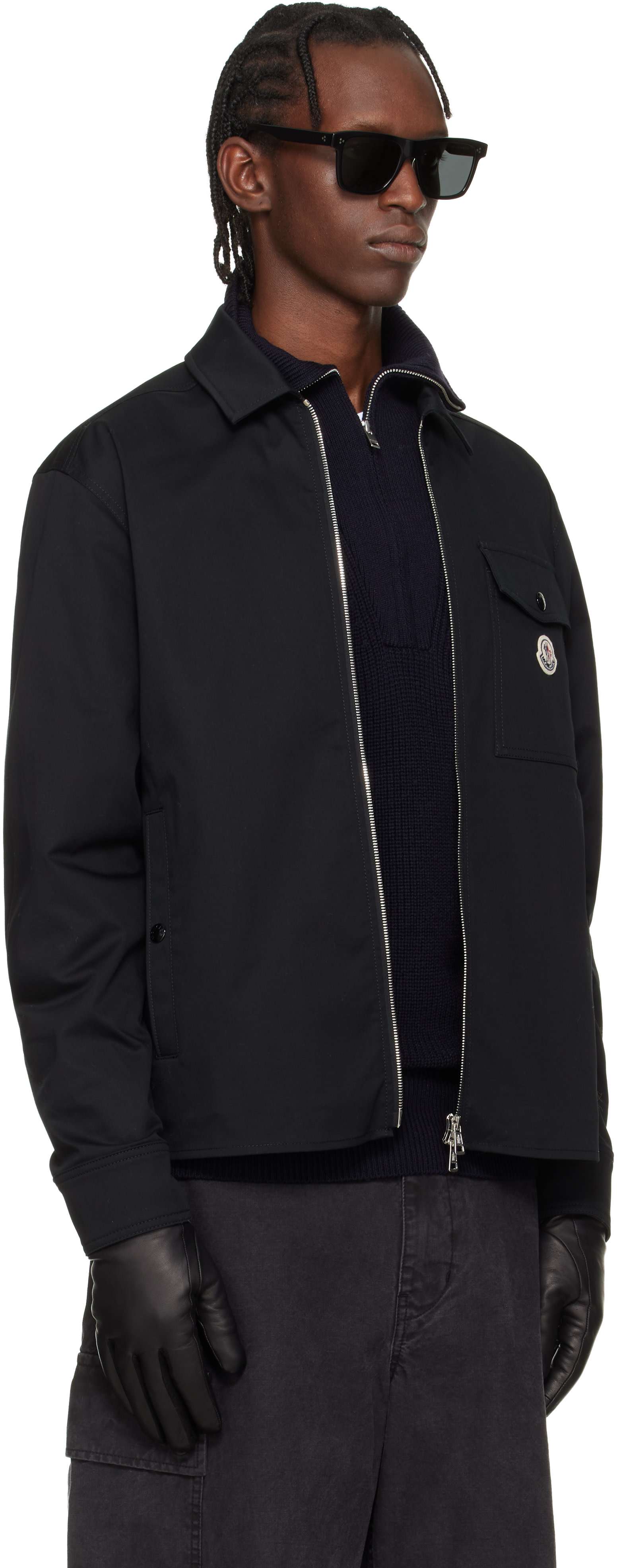 Moncler: ブラック Cotton Blend Gabardine シャツジャケット | SSENSE