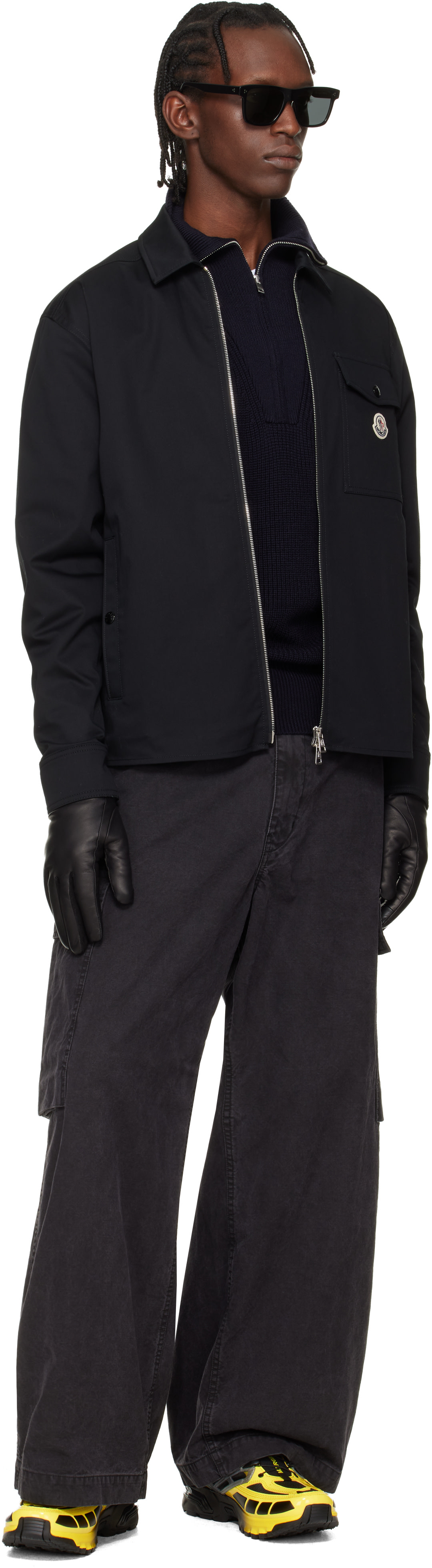 Moncler: ブラック Cotton Blend Gabardine シャツジャケット | SSENSE