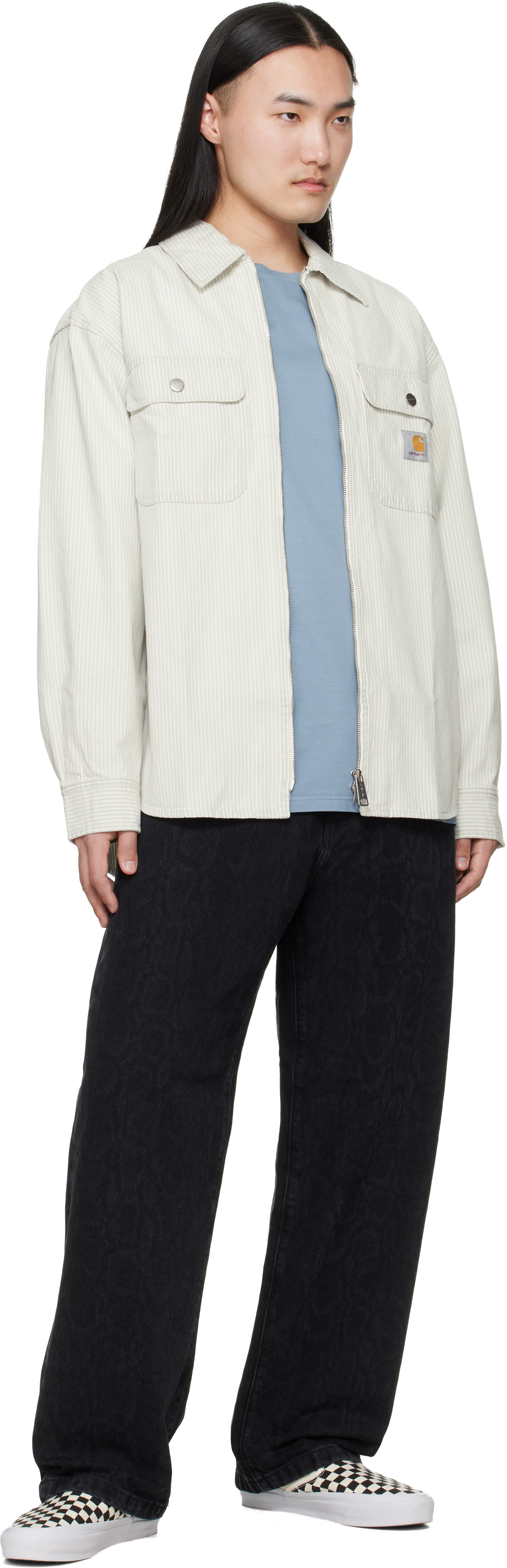 Carhartt Work In Progress: ホワイト＆グレー Mercer ストライプ
