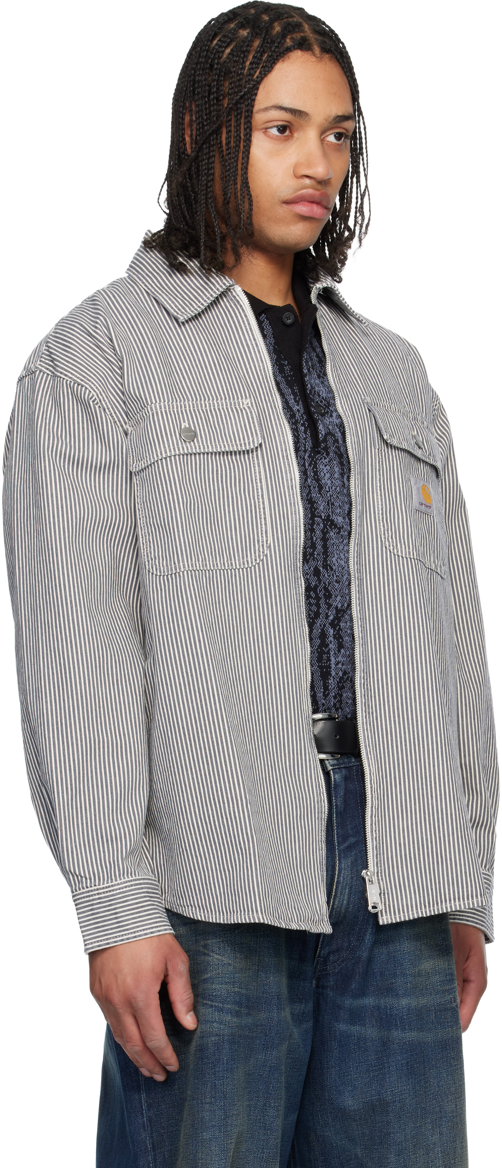 Carhartt Work In Progress: ホワイト＆グレー Mercer ストライプ