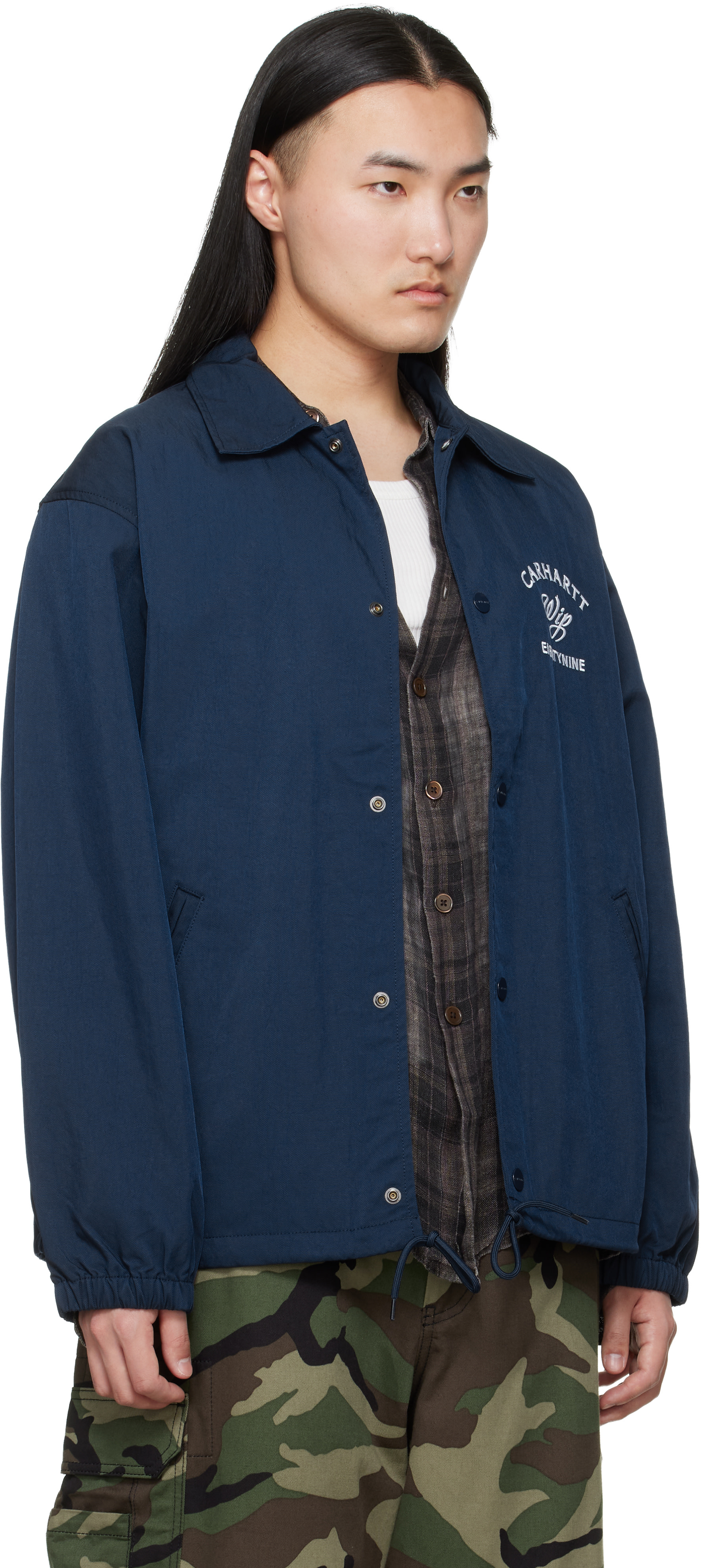 Carhartt Work In Progress - 블루 에이티나인 코치 재킷