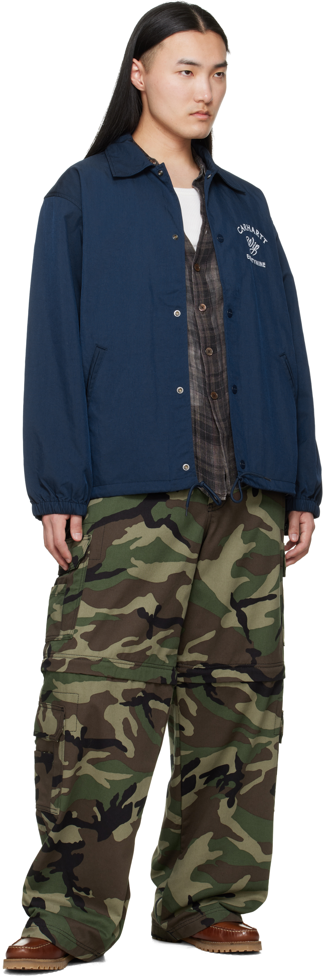Carhartt Work In Progress - 블루 에이티나인 코치 재킷