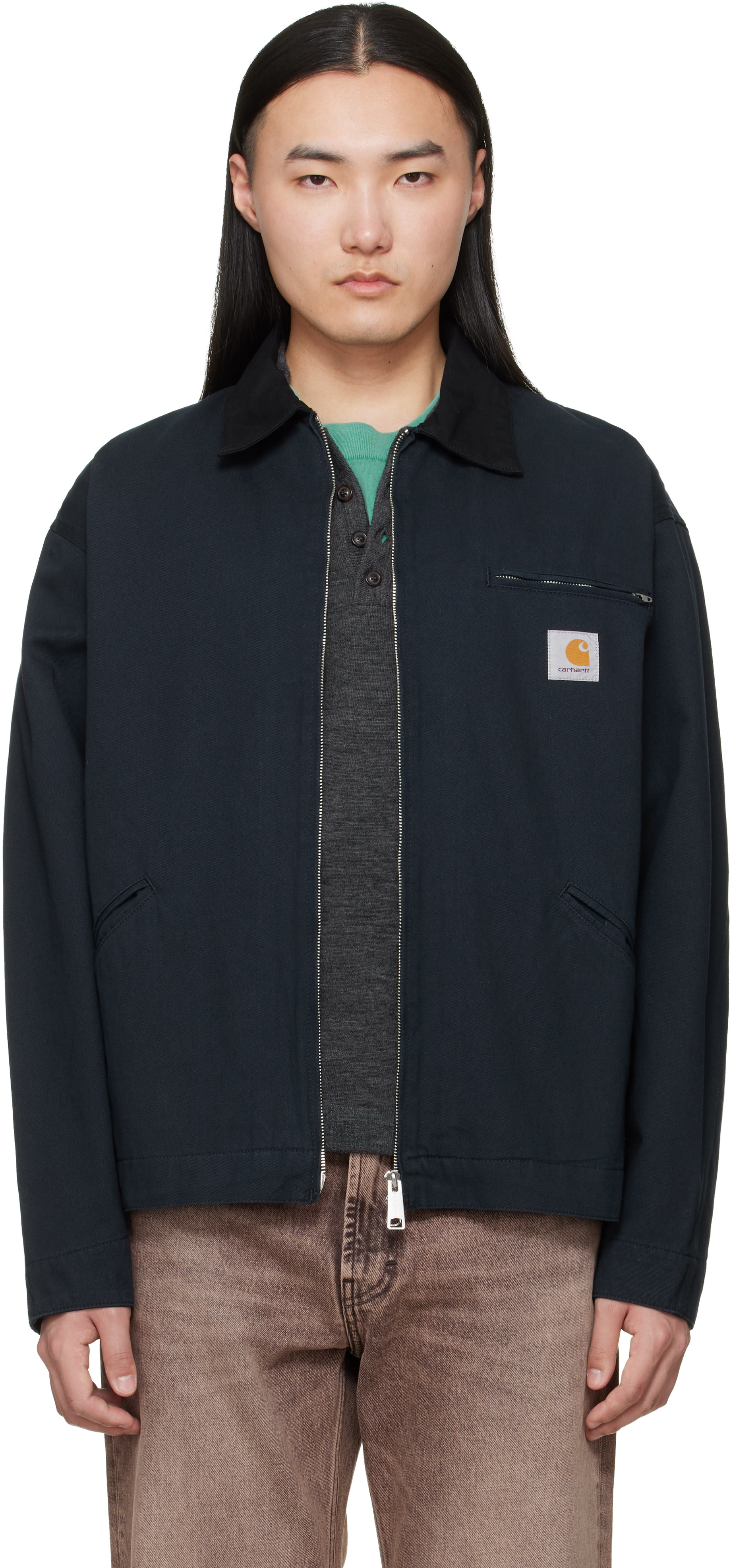 Carhartt Work In Progress: Navy OG Detroit Jacket | SSENSE Canada