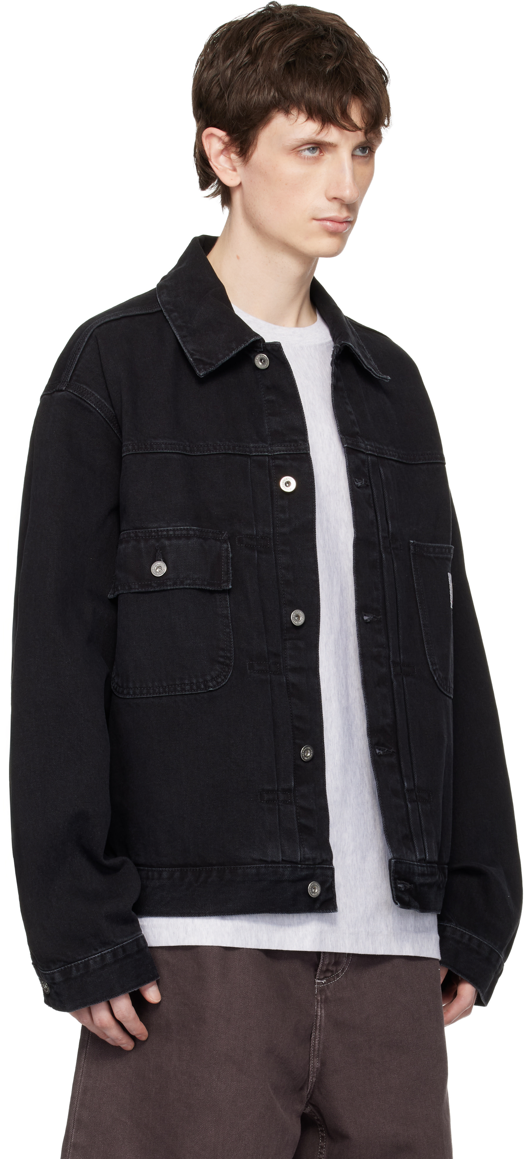 Carhartt WIP ブラックデニムジャケット Carhartt Work In Progress: ブラック Belmar デニムジャケット