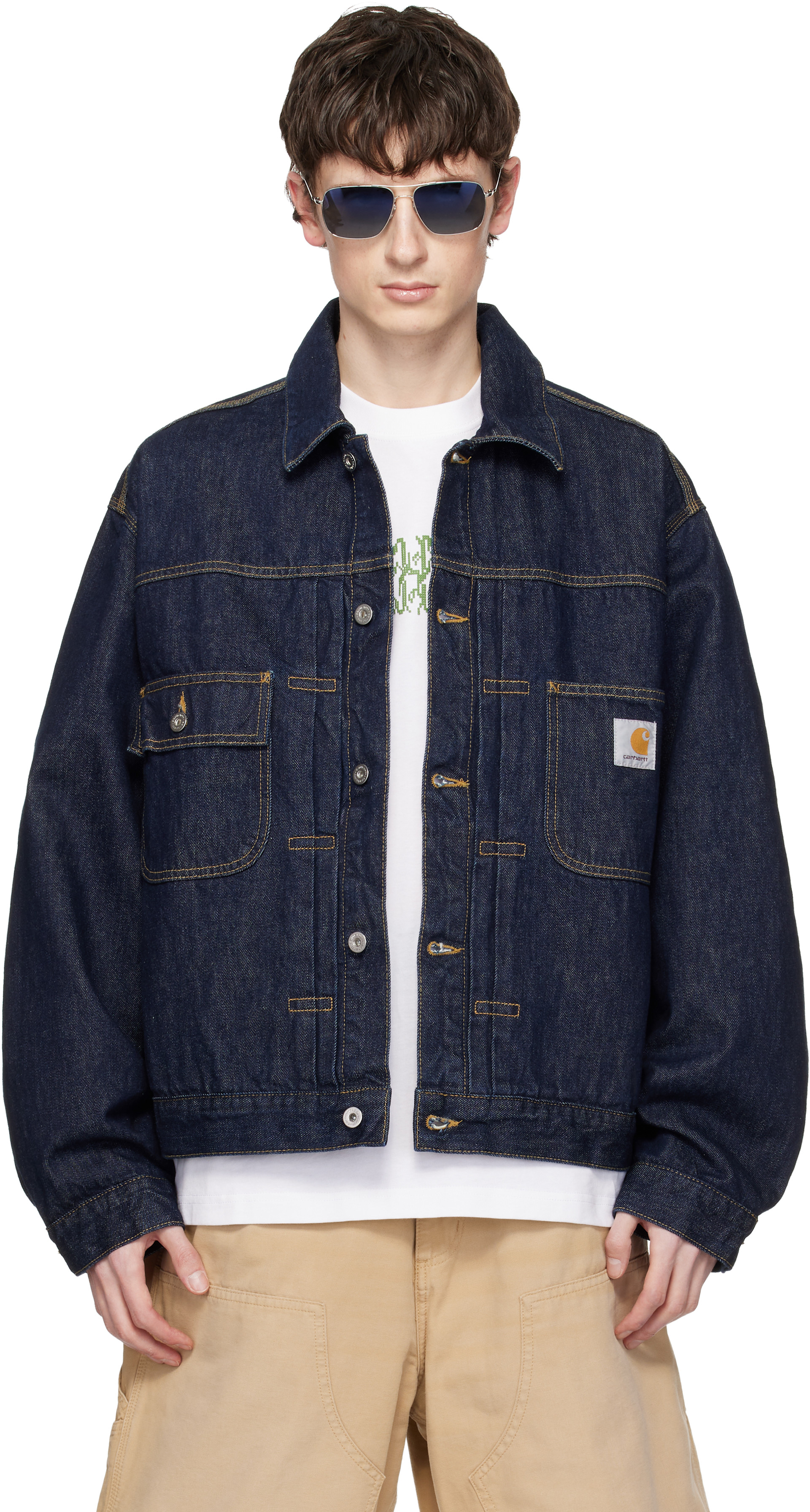 Carhartt デニムブルー ジャケット Carhartt Work In Progress: ブルー Belmar デニムジャケット | SSENSE