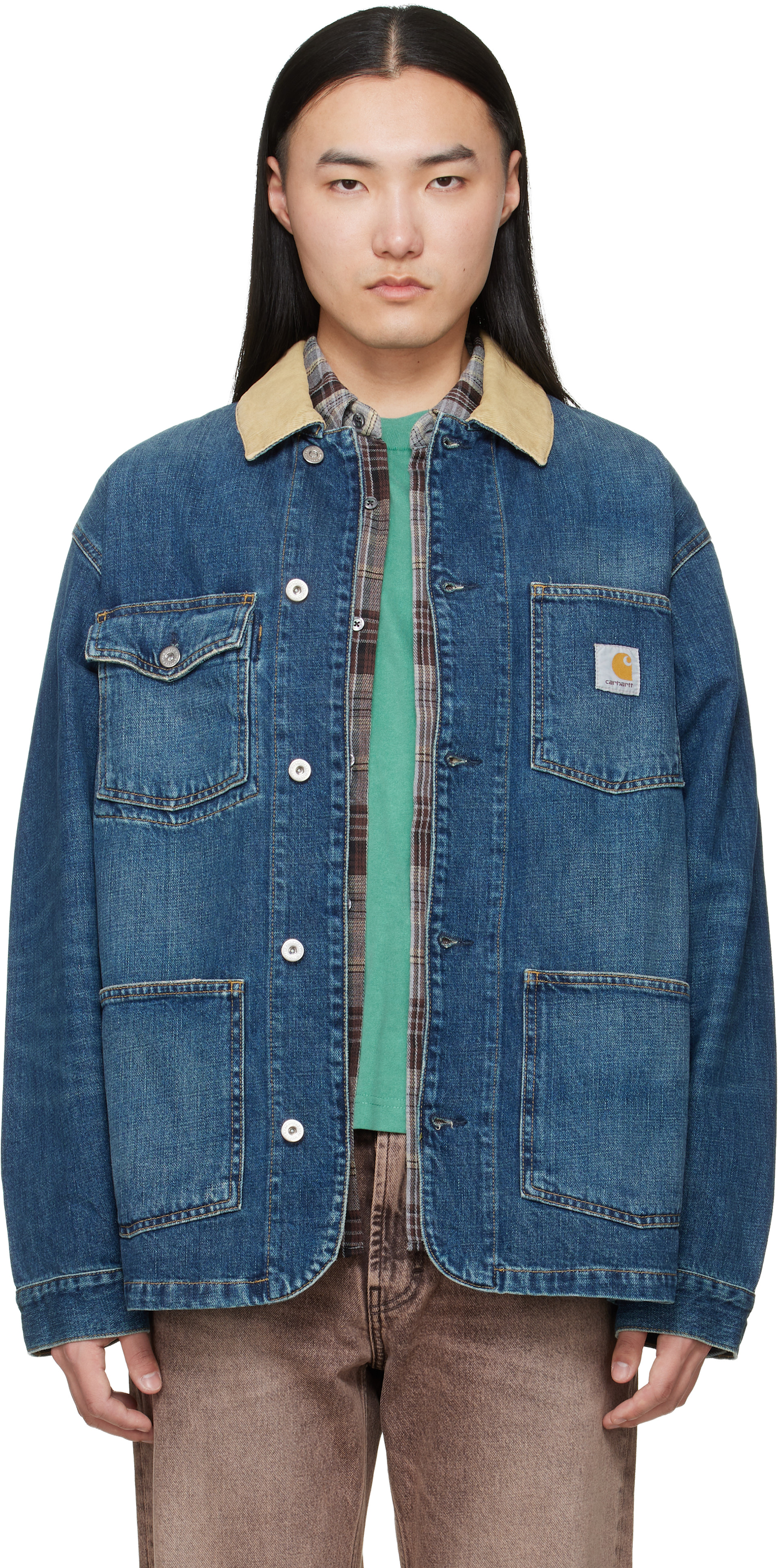 Carhartt Work In Progress - 블루 워렌 데님 초어 코트