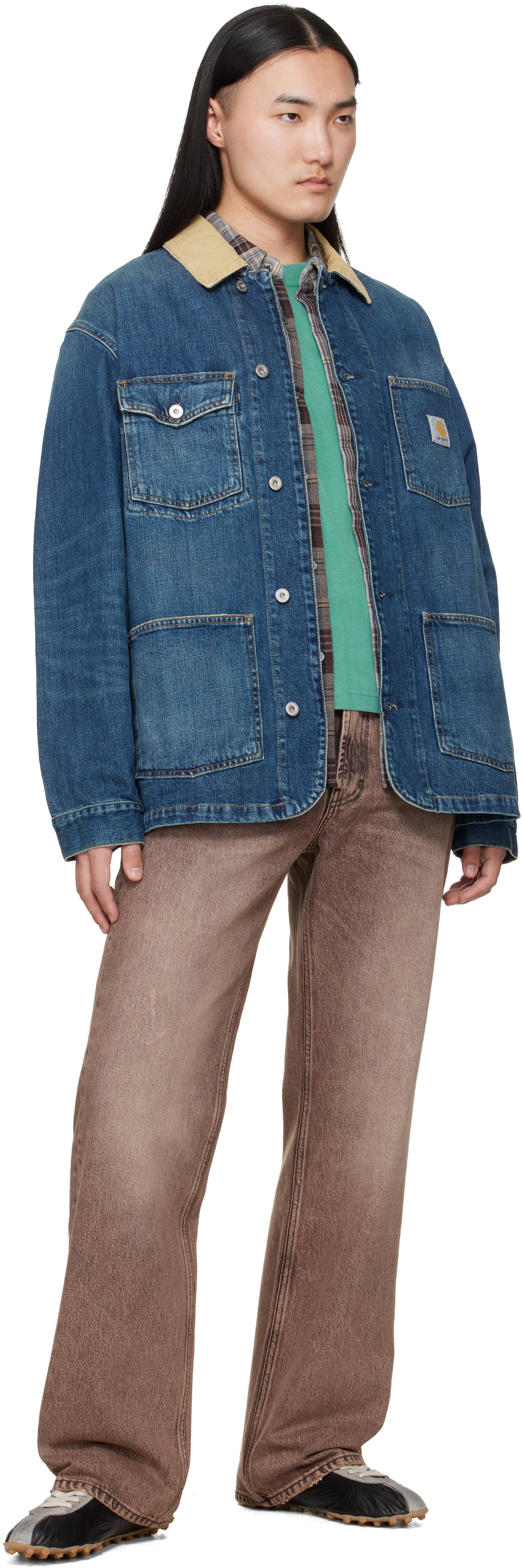 Carhartt Work In Progress - 블루 워렌 데님 초어 코트