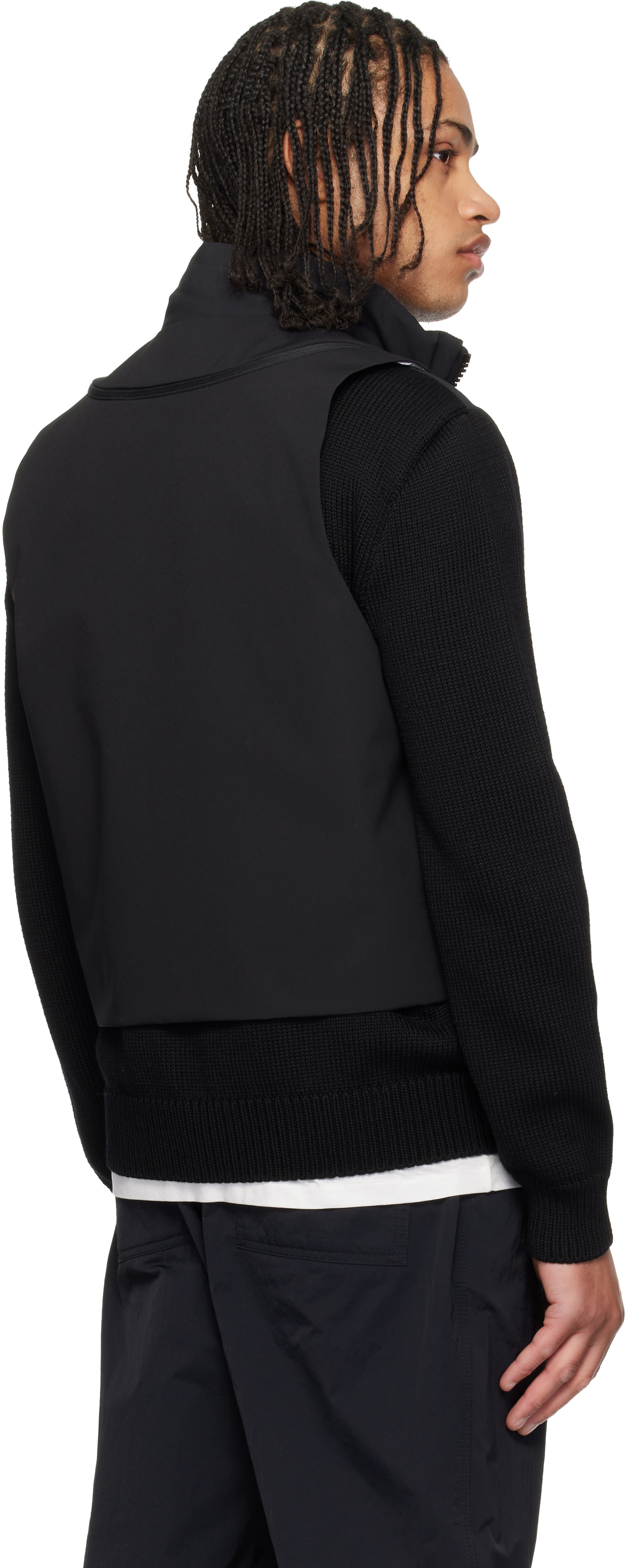 Moncler: Black 'Matt Black' Spica 2-in-1 Vest | SSENSE