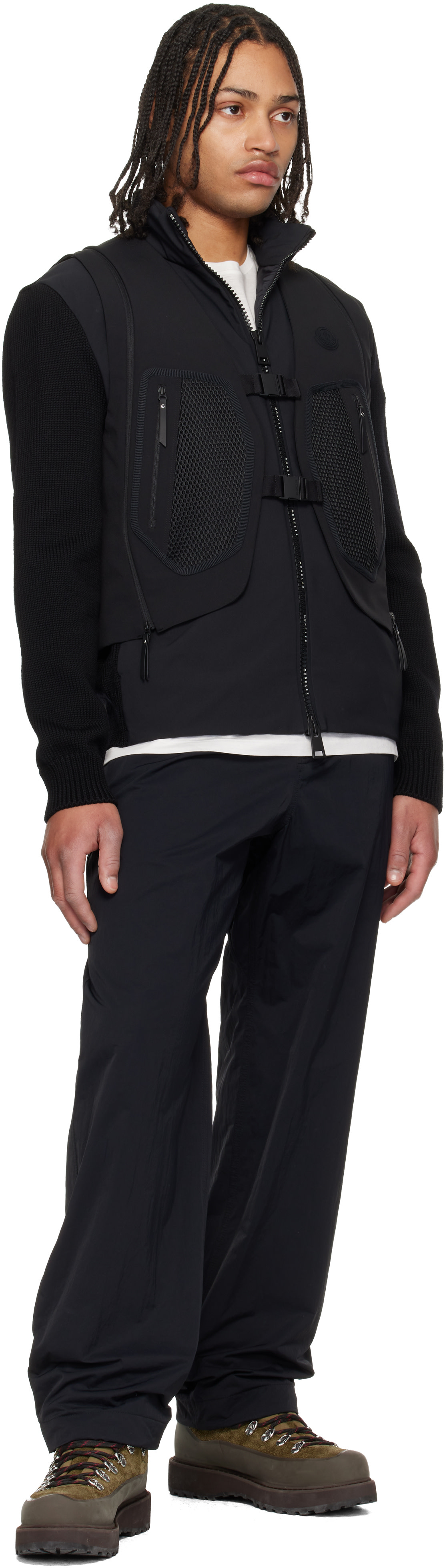 Moncler: Black 'Matt Black' Spica 2-in-1 Vest | SSENSE