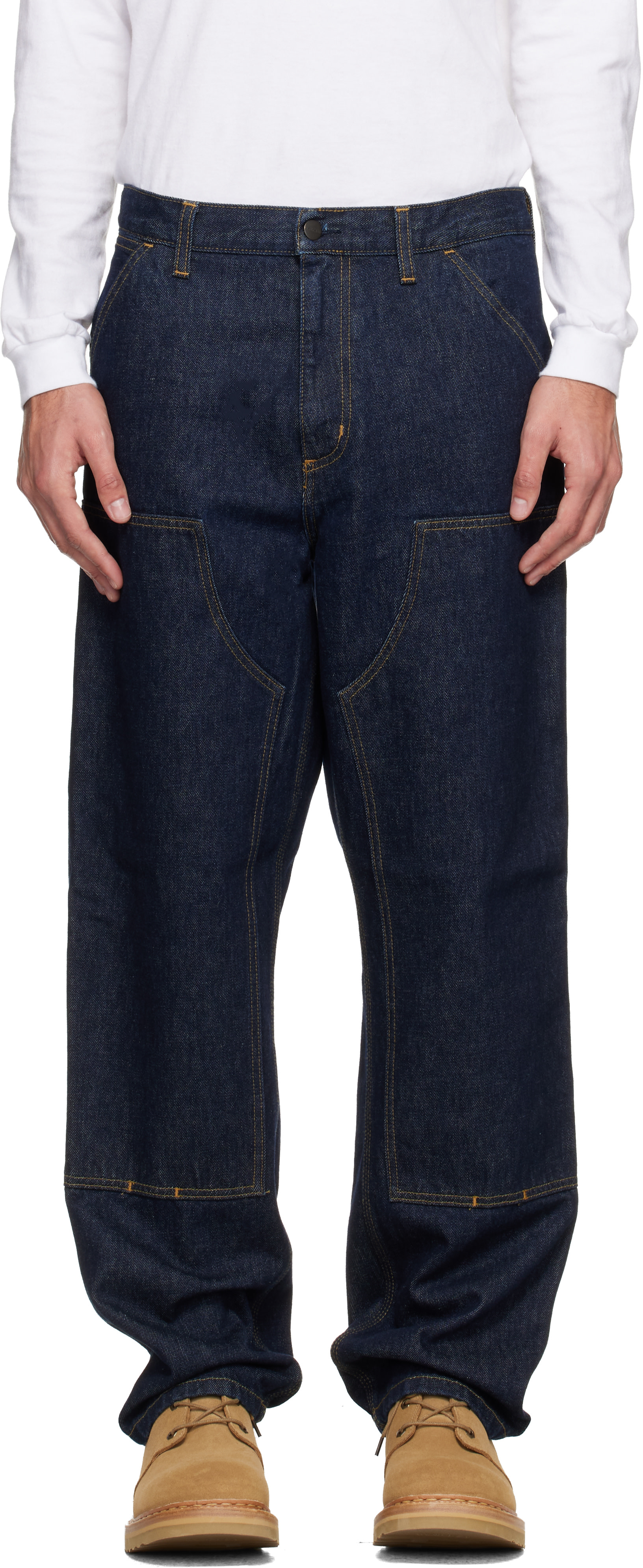 Carhartt Work In Progress: Navy Double Knee Jeans | SSENSE