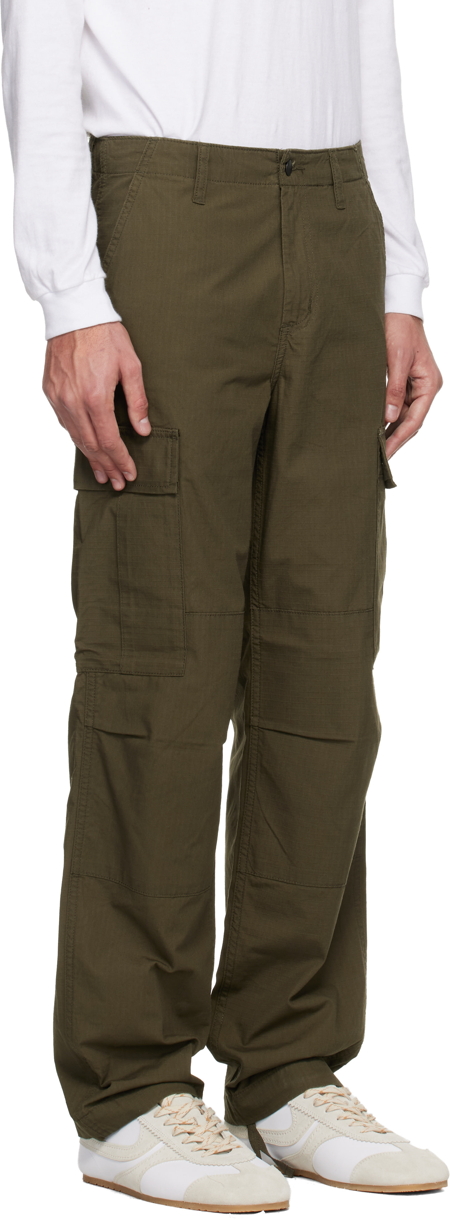 Carhartt Work In Progress - 카키 레귤러 카고 팬츠
