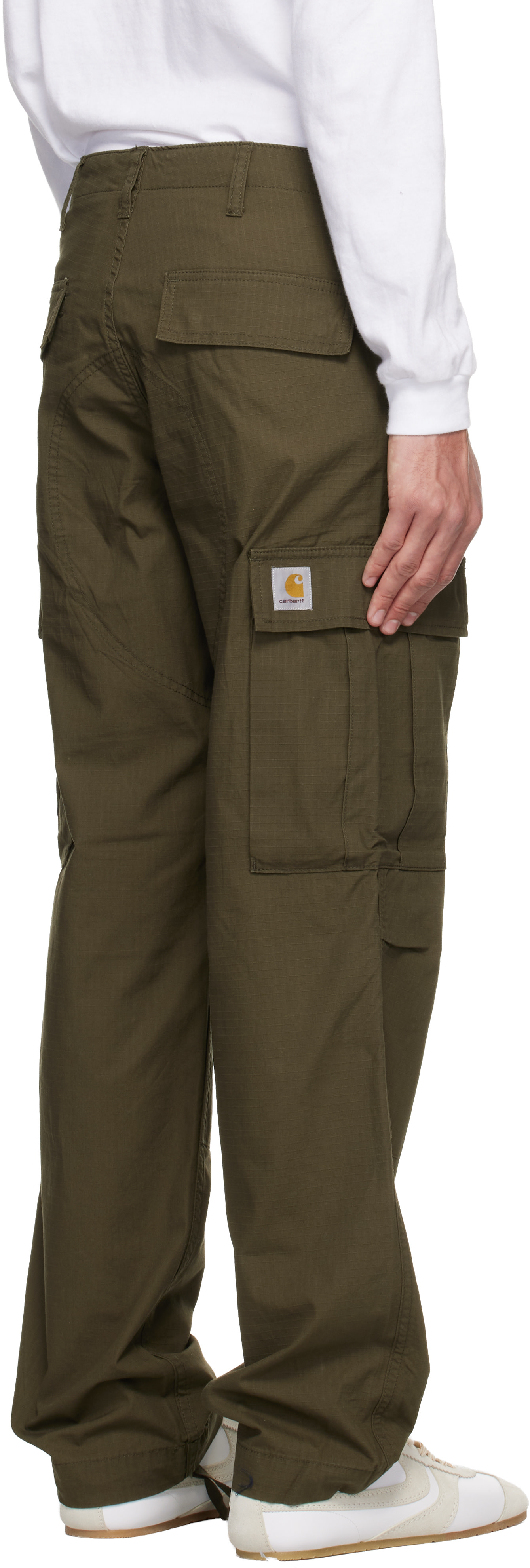 Carhartt Work In Progress - 카키 레귤러 카고 팬츠