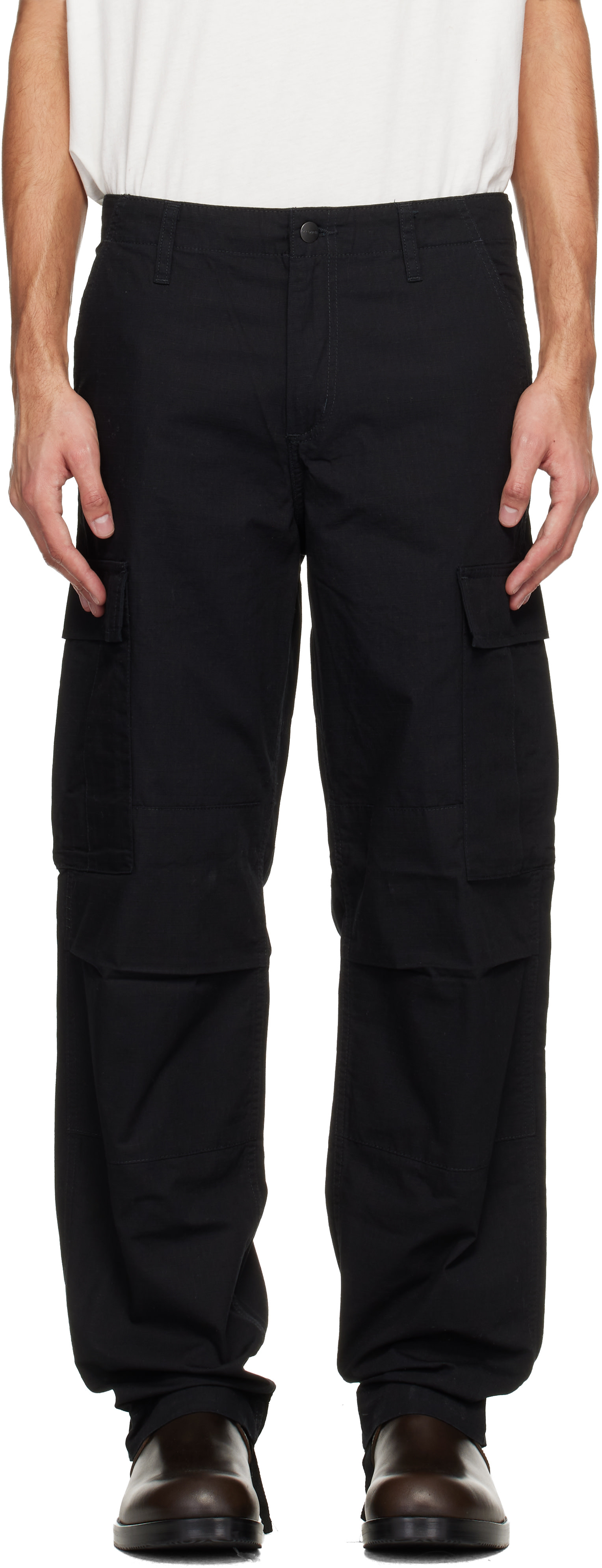 Carhartt Work In Progress - Pantalon cargo noir à coupe classique