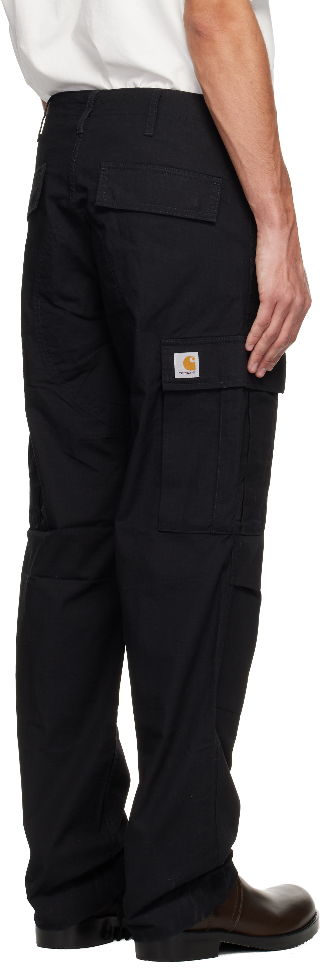 Carhartt Work In Progress - Pantalon cargo noir à coupe classique