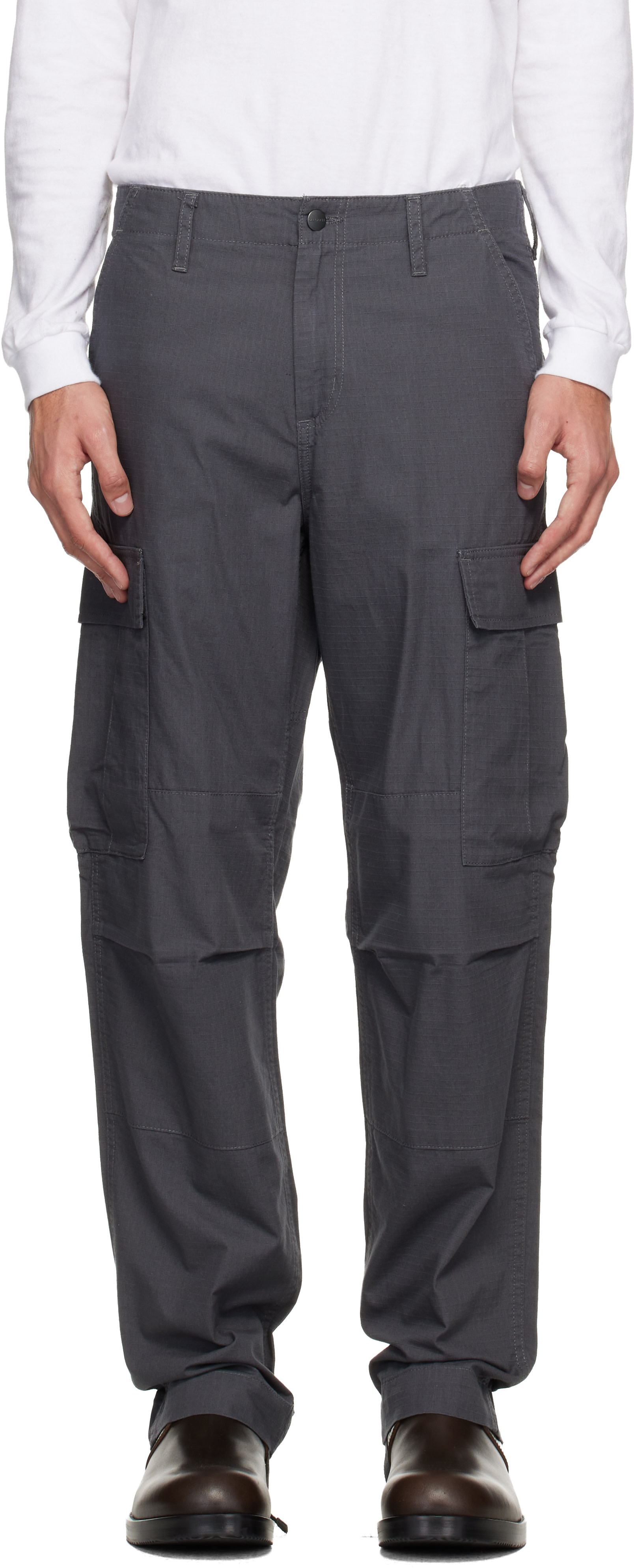 Carhartt Work In Progress - 그레이 레귤러 카고 팬츠