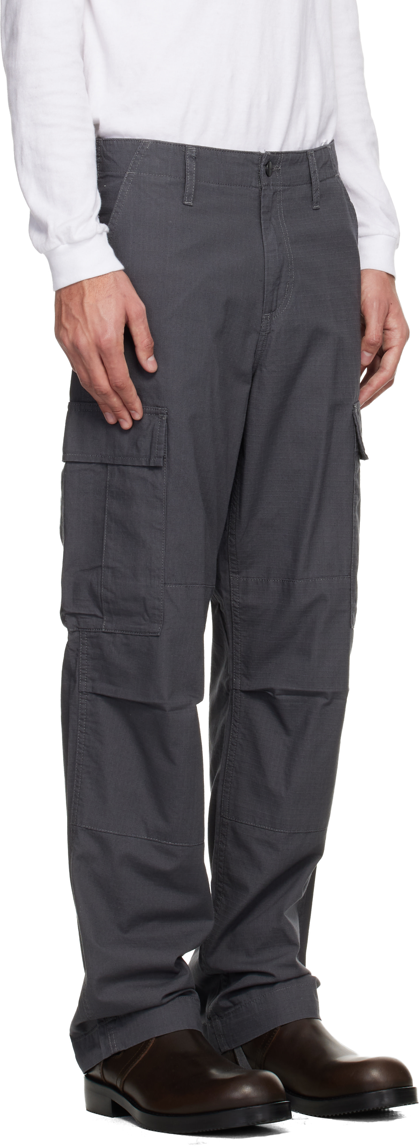 Carhartt Work In Progress - 그레이 레귤러 카고 팬츠