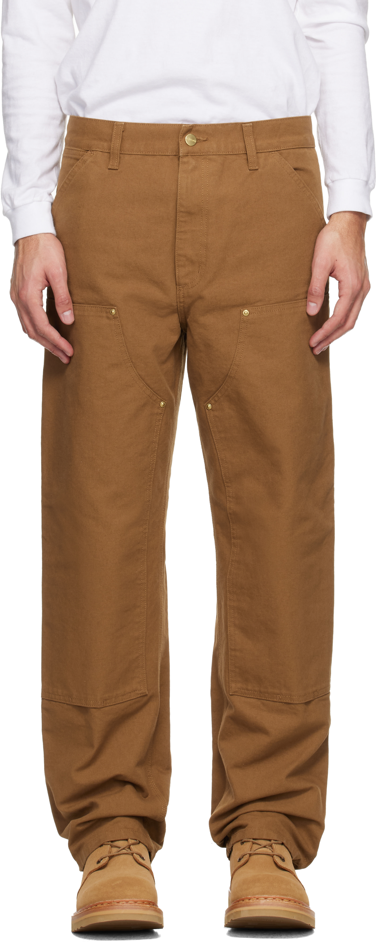 Carhartt Work In Progress - 브라운 오가닉 코튼 슬랙스