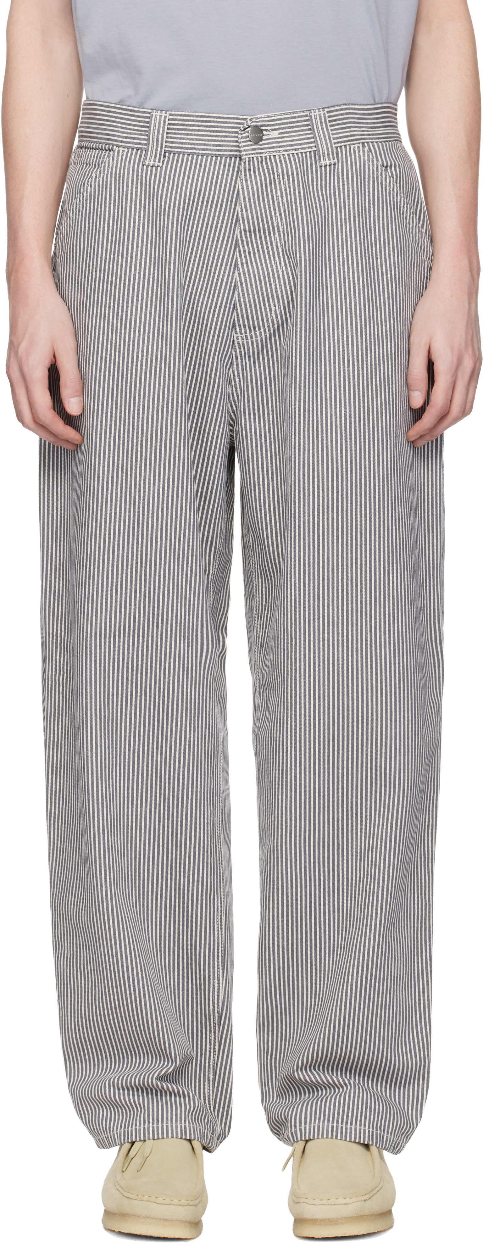Carhartt Work In Progress: グレー＆ホワイト Mercer Stripe シングル