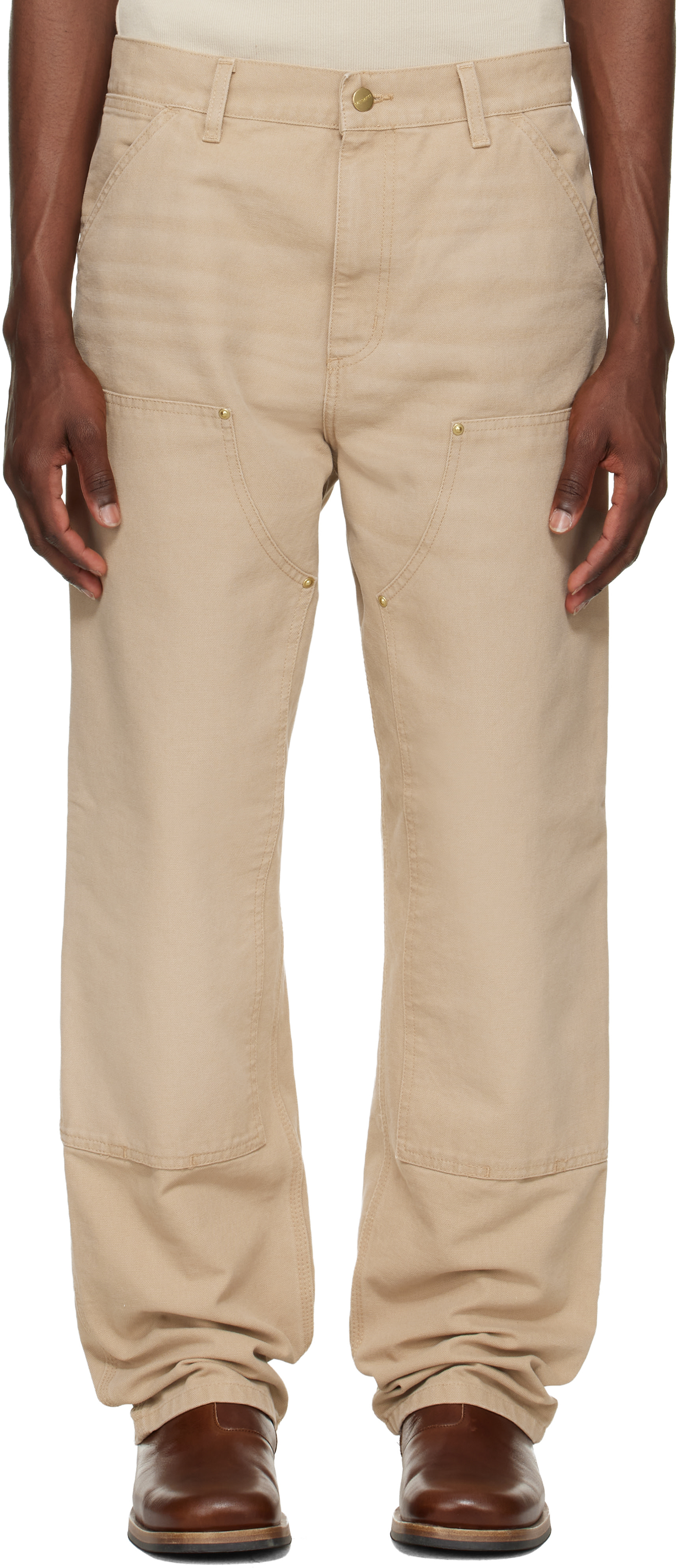 Carhartt Work In Progress: Beige Double Knee Trousers | SSENSE