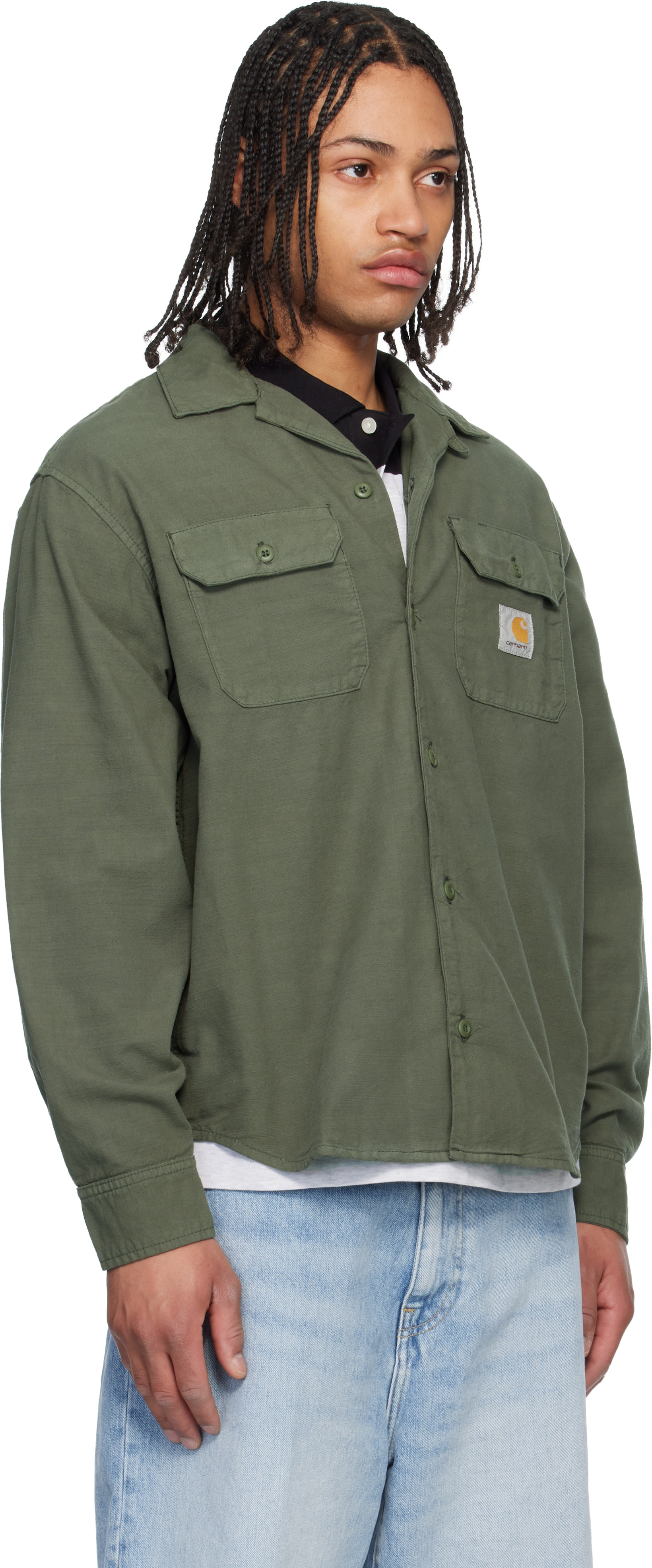 Carhartt Work In Progress: Green Kelsey Shirt | SSENSE