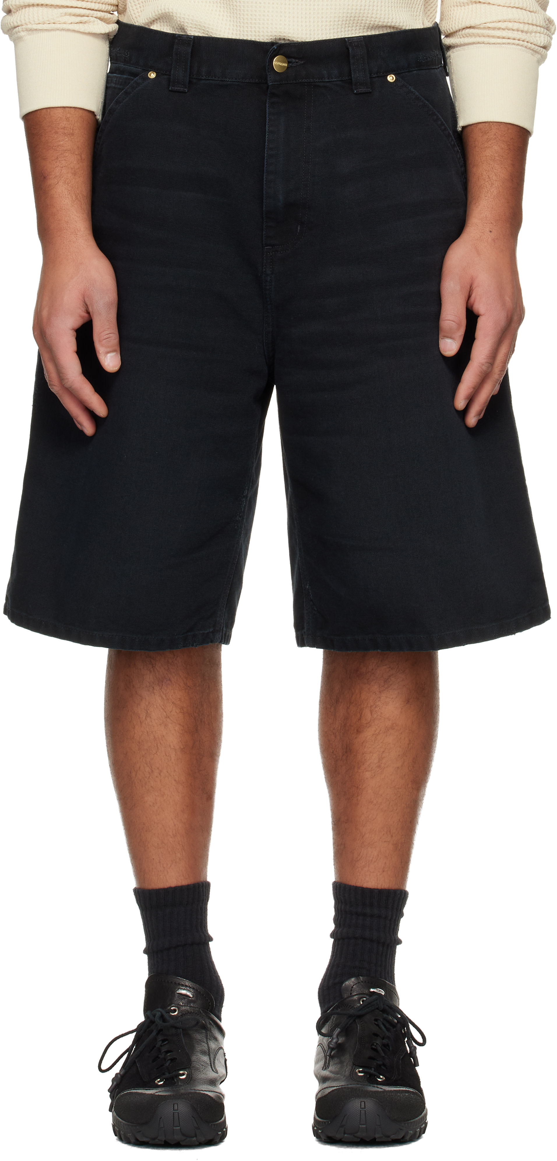 Carhartt Work In Progress - Black OG Single Knee Denim Shorts