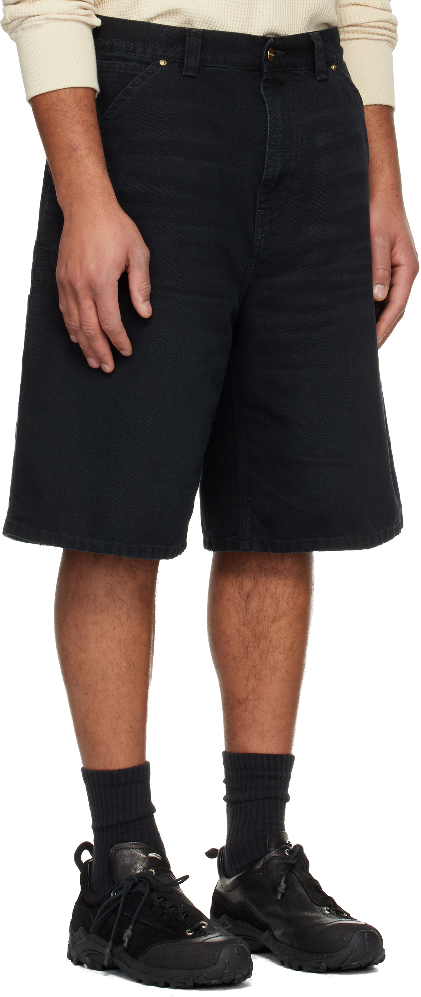 Carhartt Work In Progress - Black OG Single Knee Denim Shorts