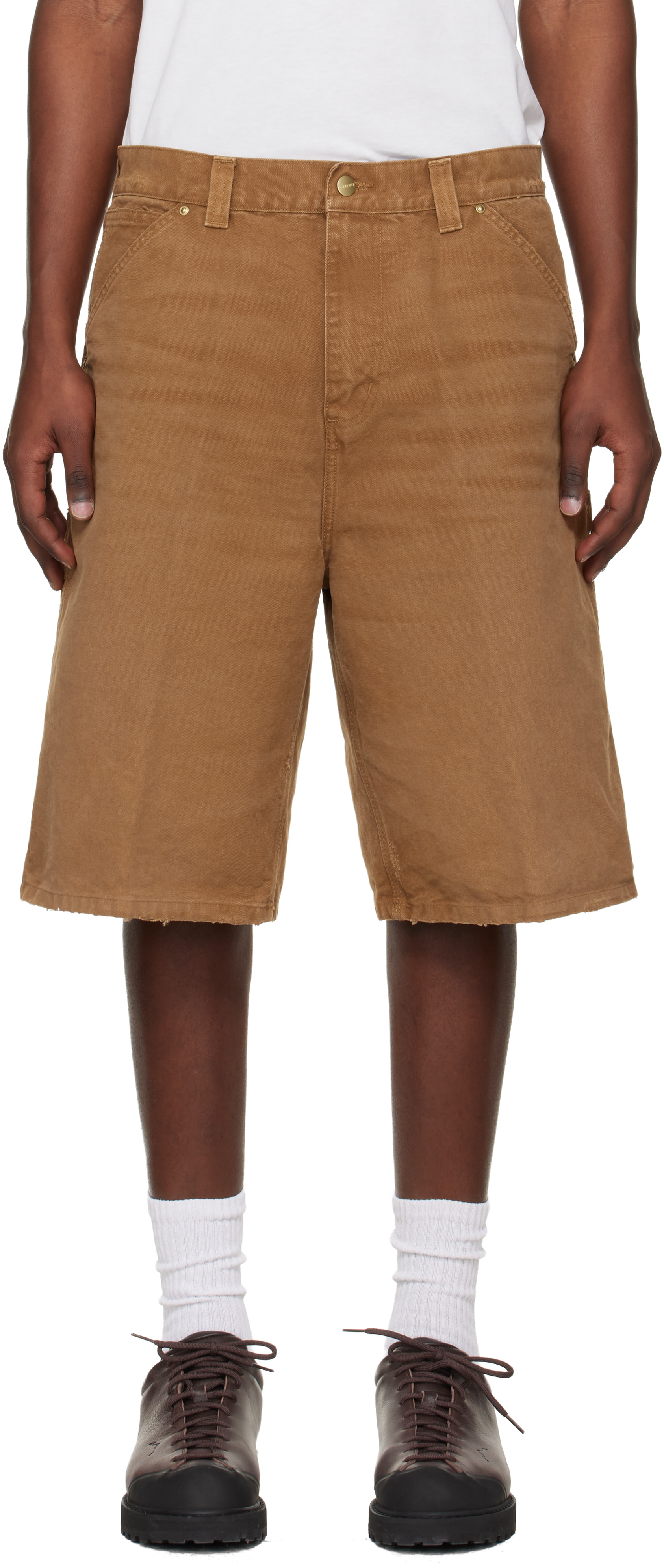 Carhartt Work In Progress: Brown OG Double Knee Shorts | SSENSE