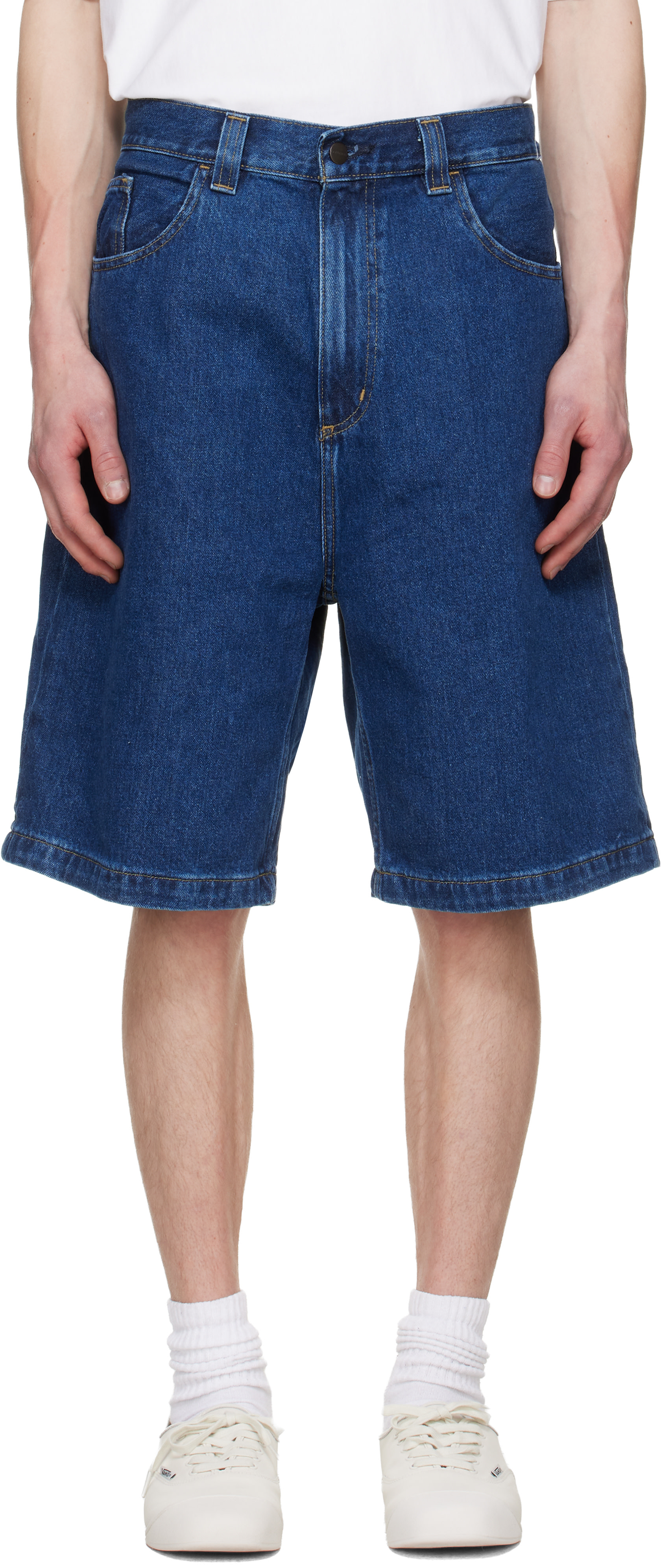 Carhartt Work In Progress - 네이비 브랜든 데님 쇼츠