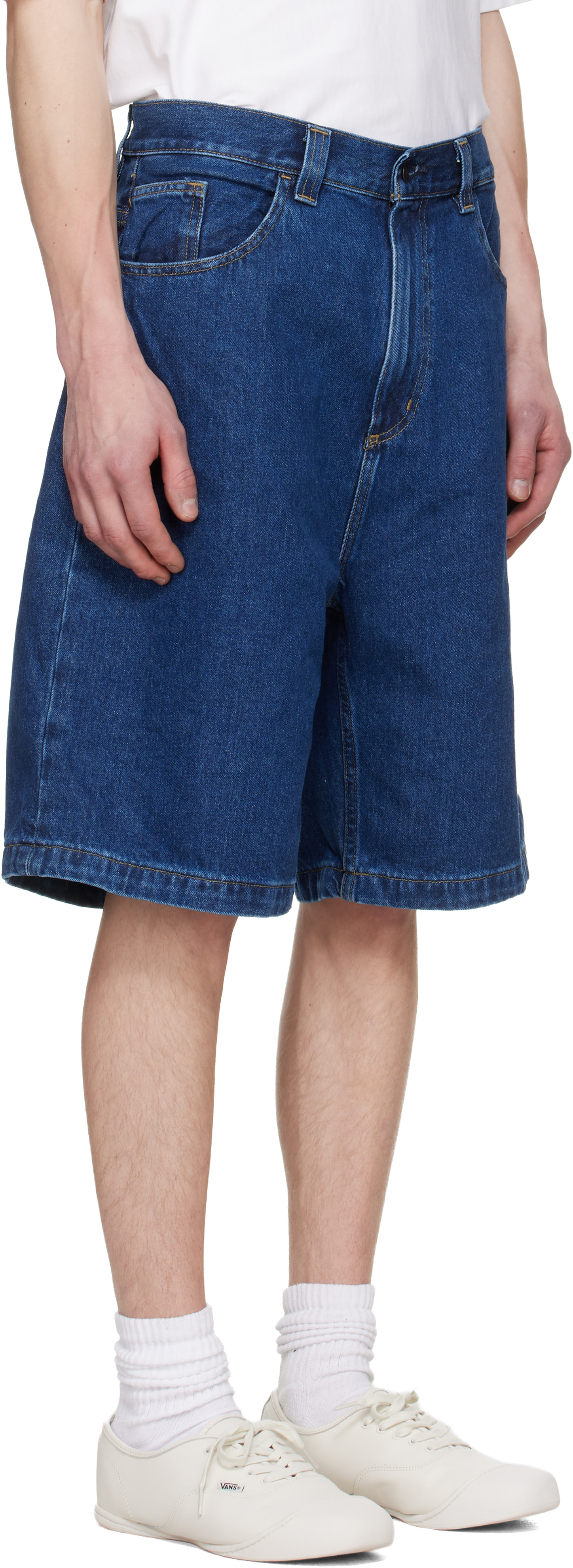 Carhartt Work In Progress - 네이비 브랜든 데님 쇼츠