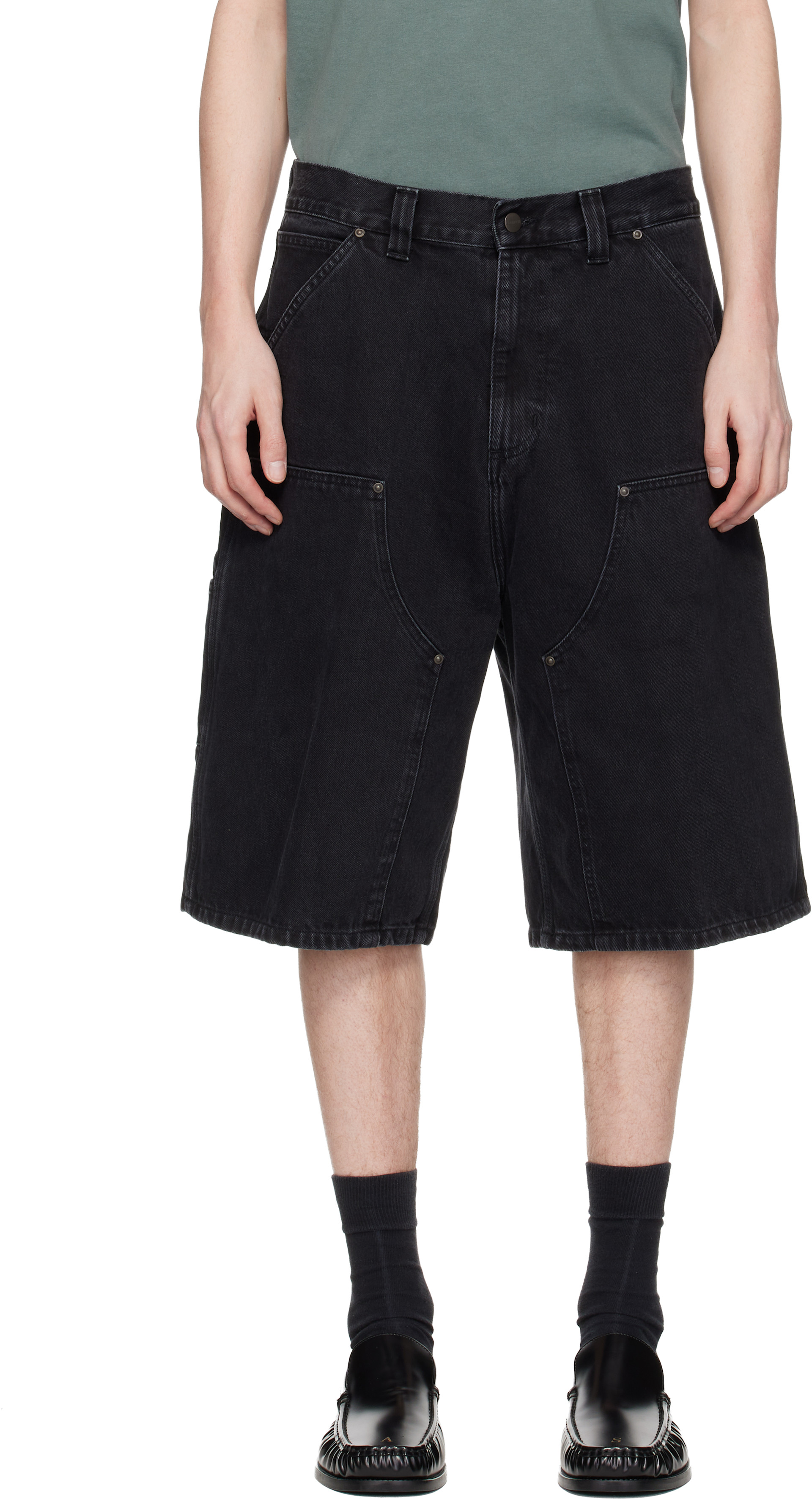 Carhartt Work In Progress: ブラック OG Double Knee デニムショート