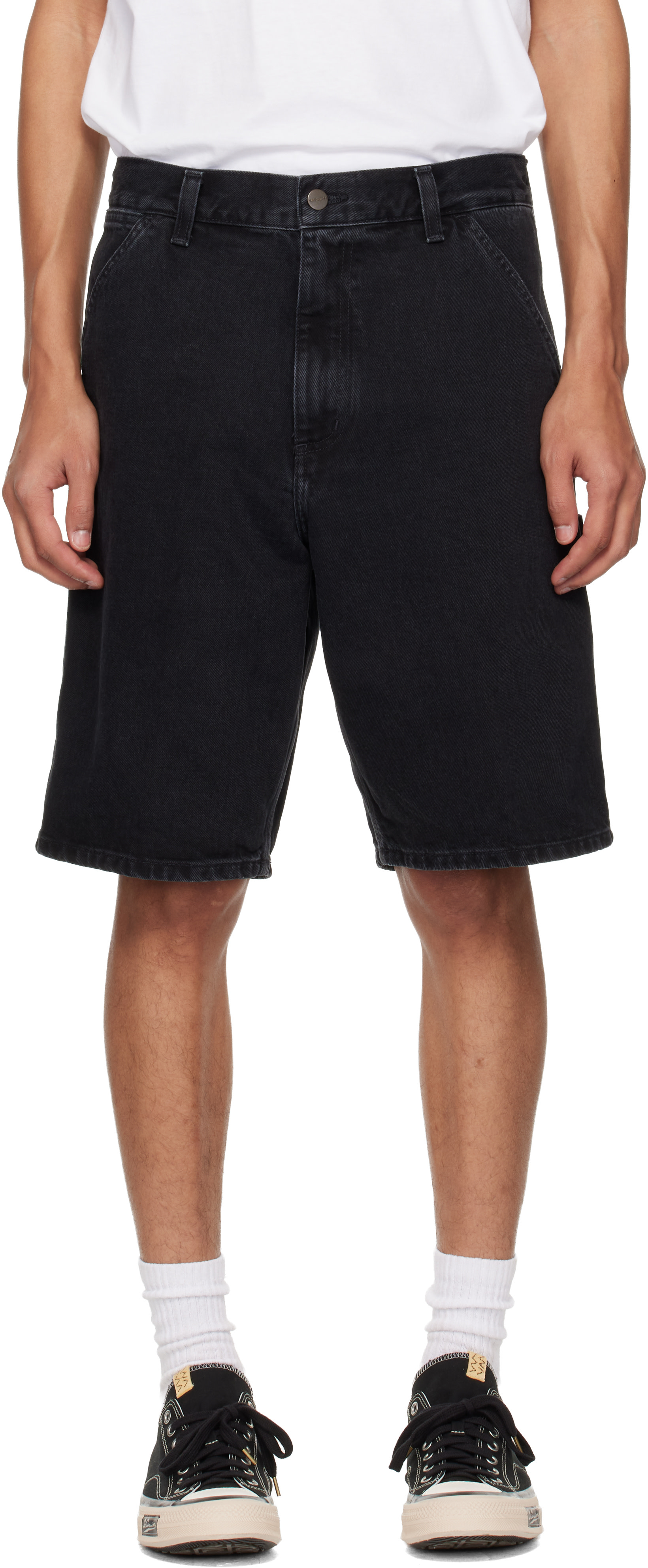 Carhartt Work In Progress - Black Single Knee Denim Shorts