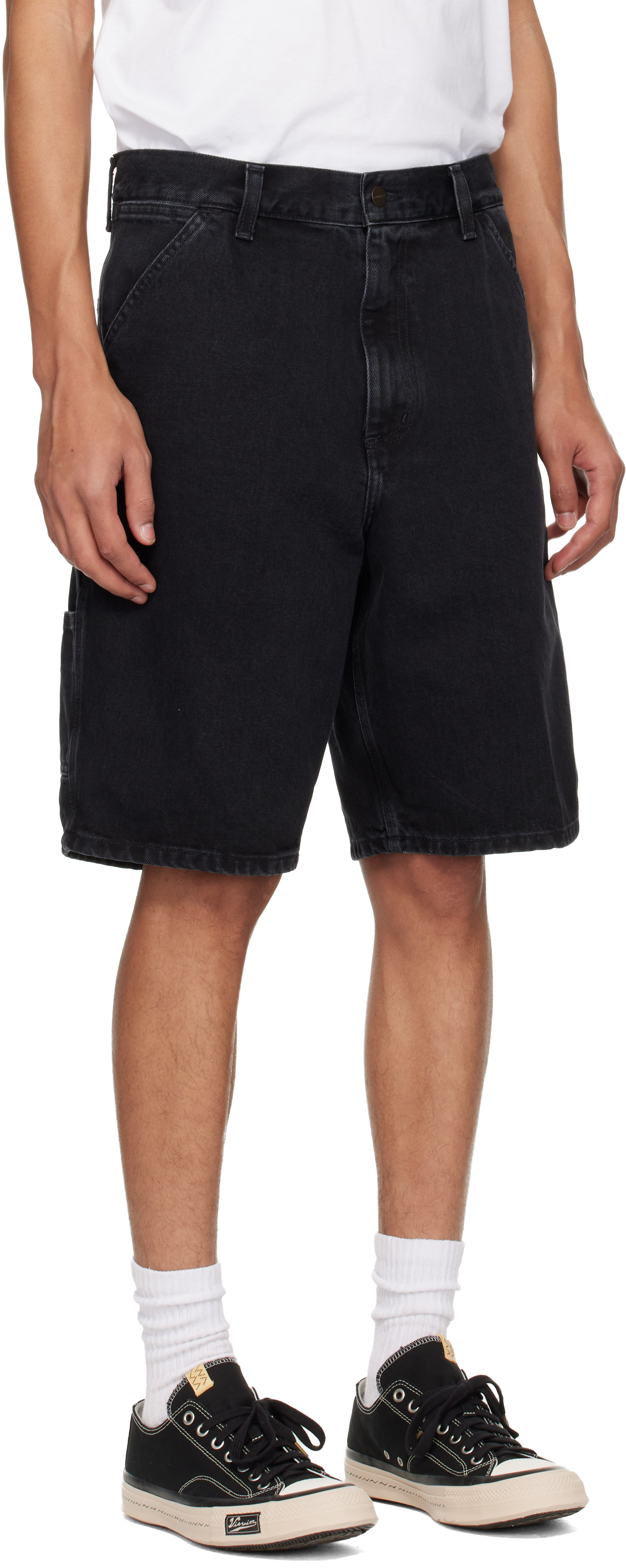 Carhartt Work In Progress - Black Single Knee Denim Shorts