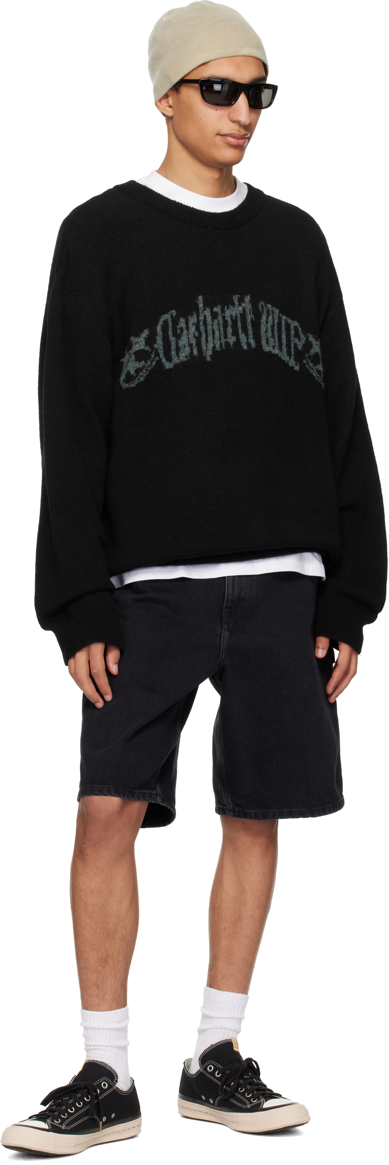 Carhartt Work In Progress - Black Single Knee Denim Shorts