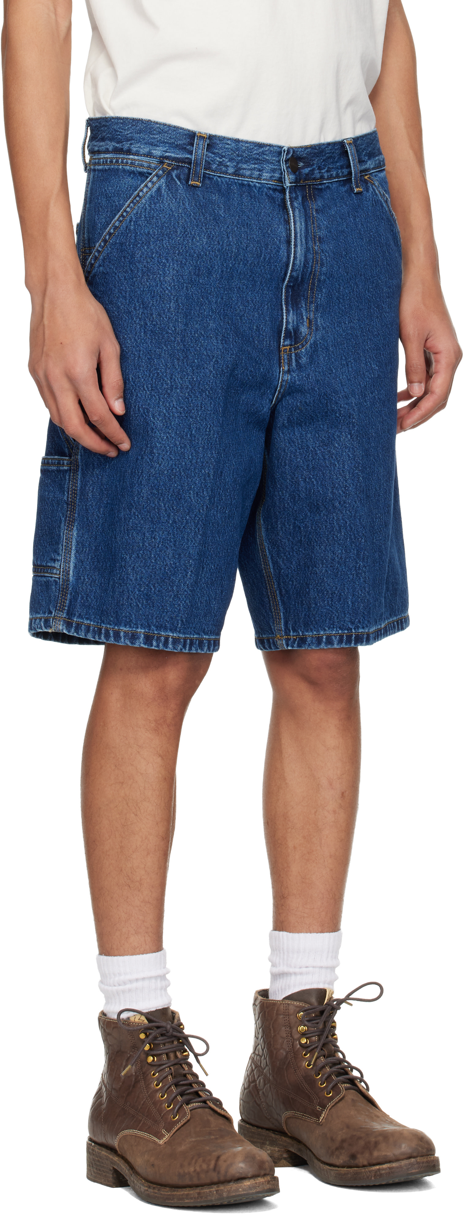 Carhartt Work In Progress - Blue Single Knee Denim Shorts