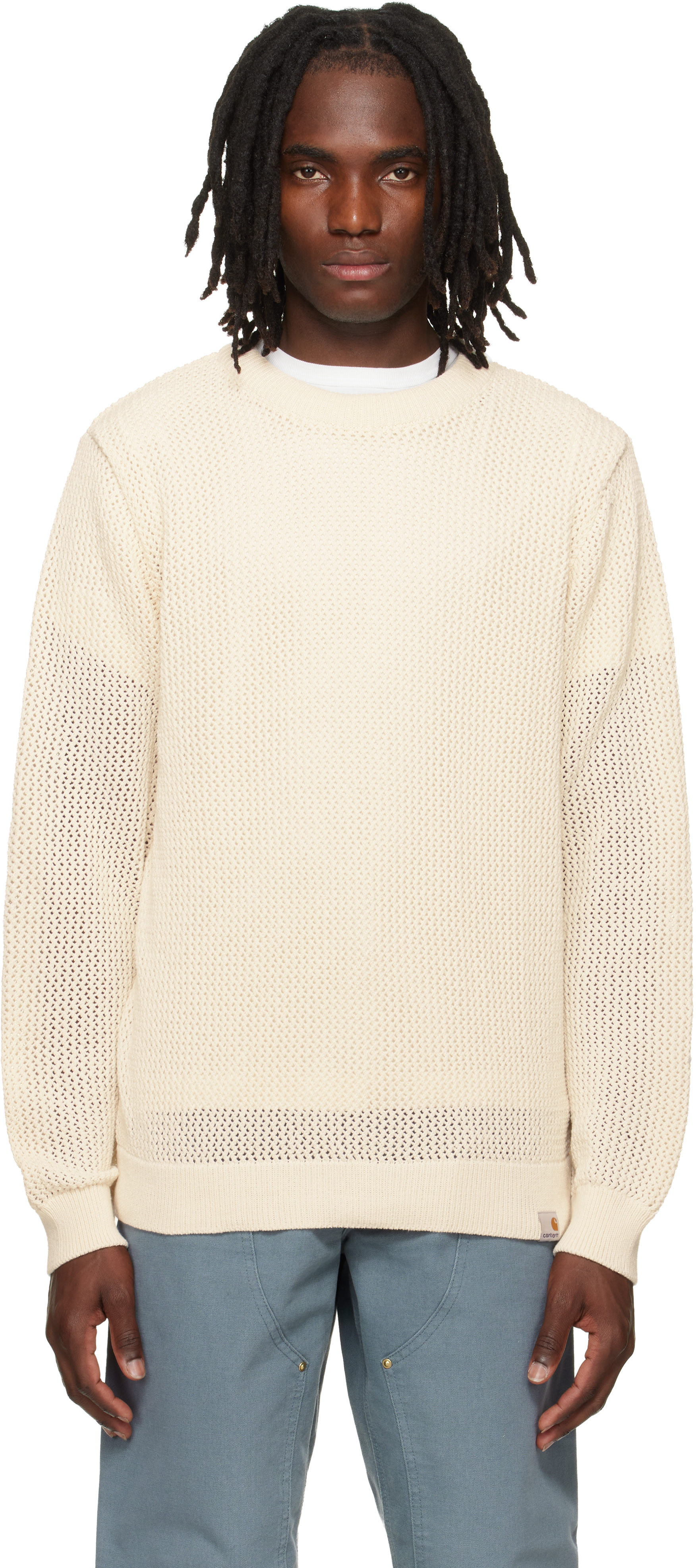 Carhartt Work In Progress - Pull Stockton blanc cassé