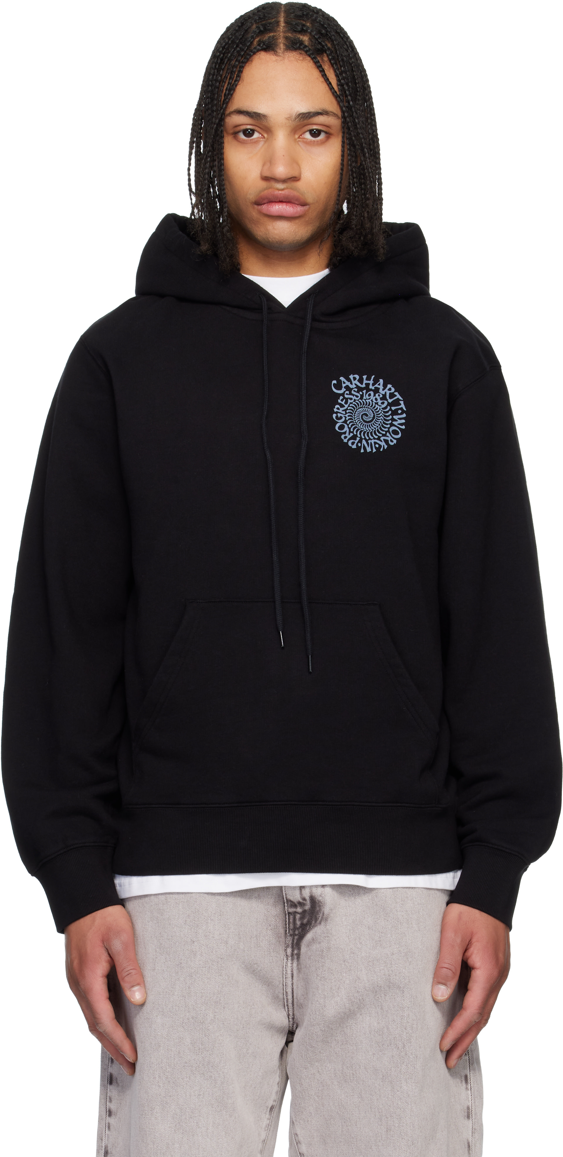 Carhartt Work In Progress - Pull à capuche noir à logos en spirale