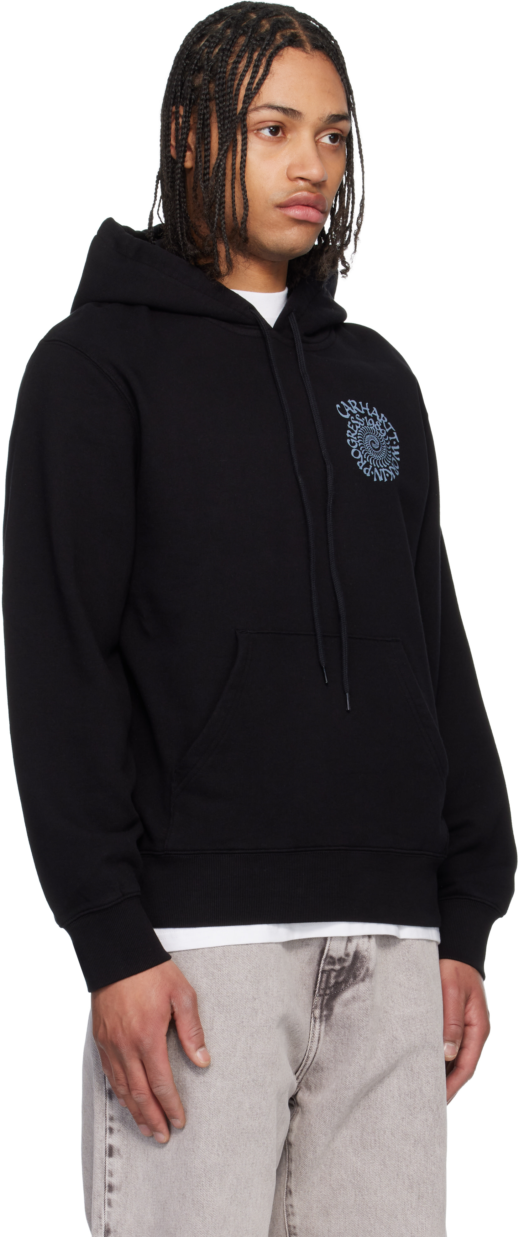 Carhartt Work In Progress - Pull à capuche noir à logos en spirale
