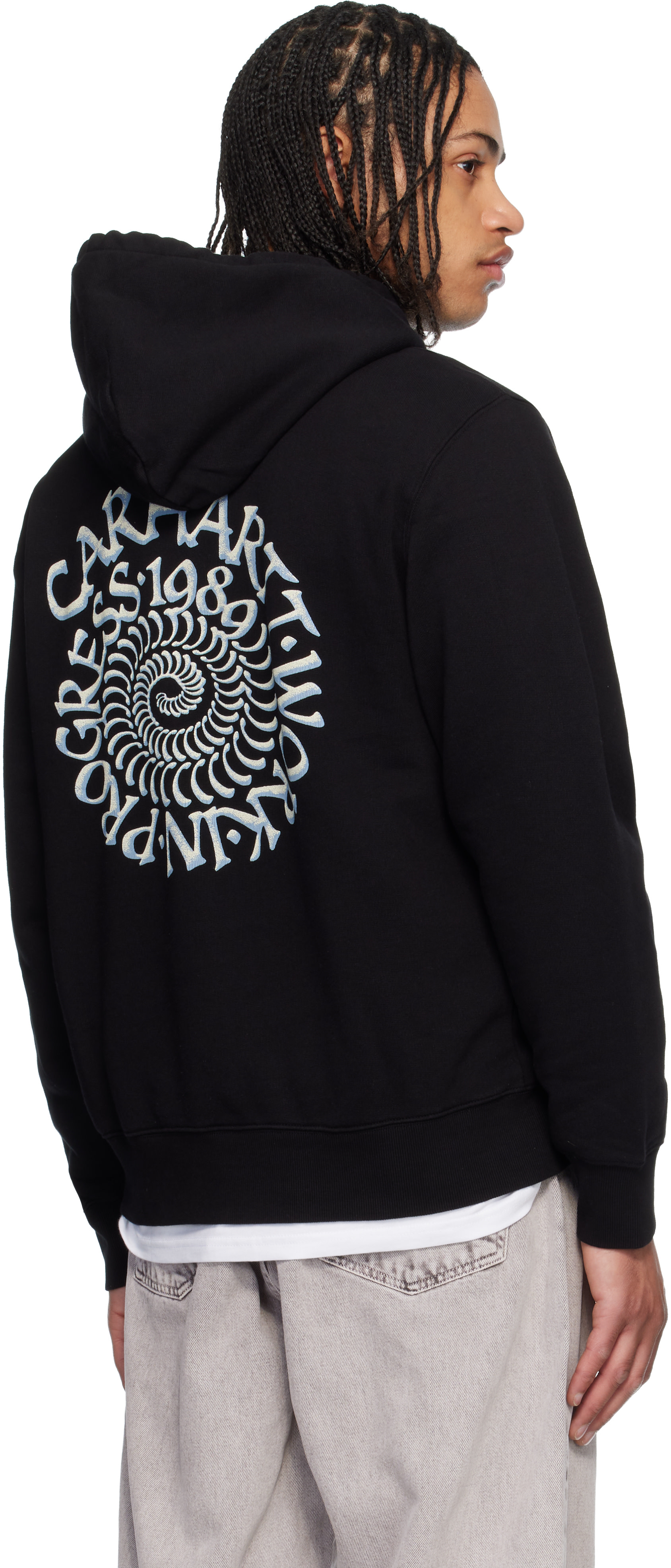Carhartt Work In Progress - Pull à capuche noir à logos en spirale