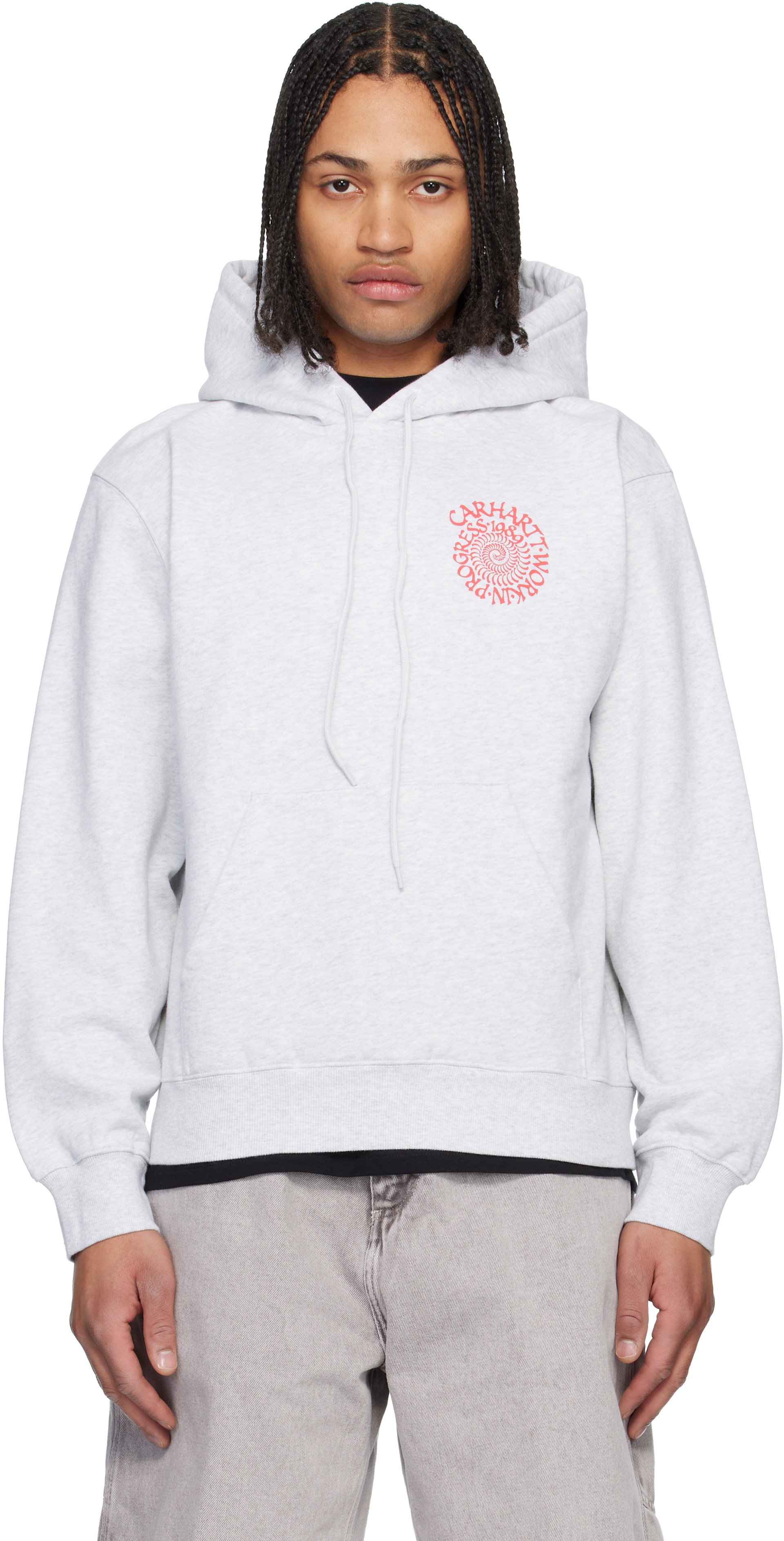 Carhartt Work In Progress - 그레이 스파이럴 후디