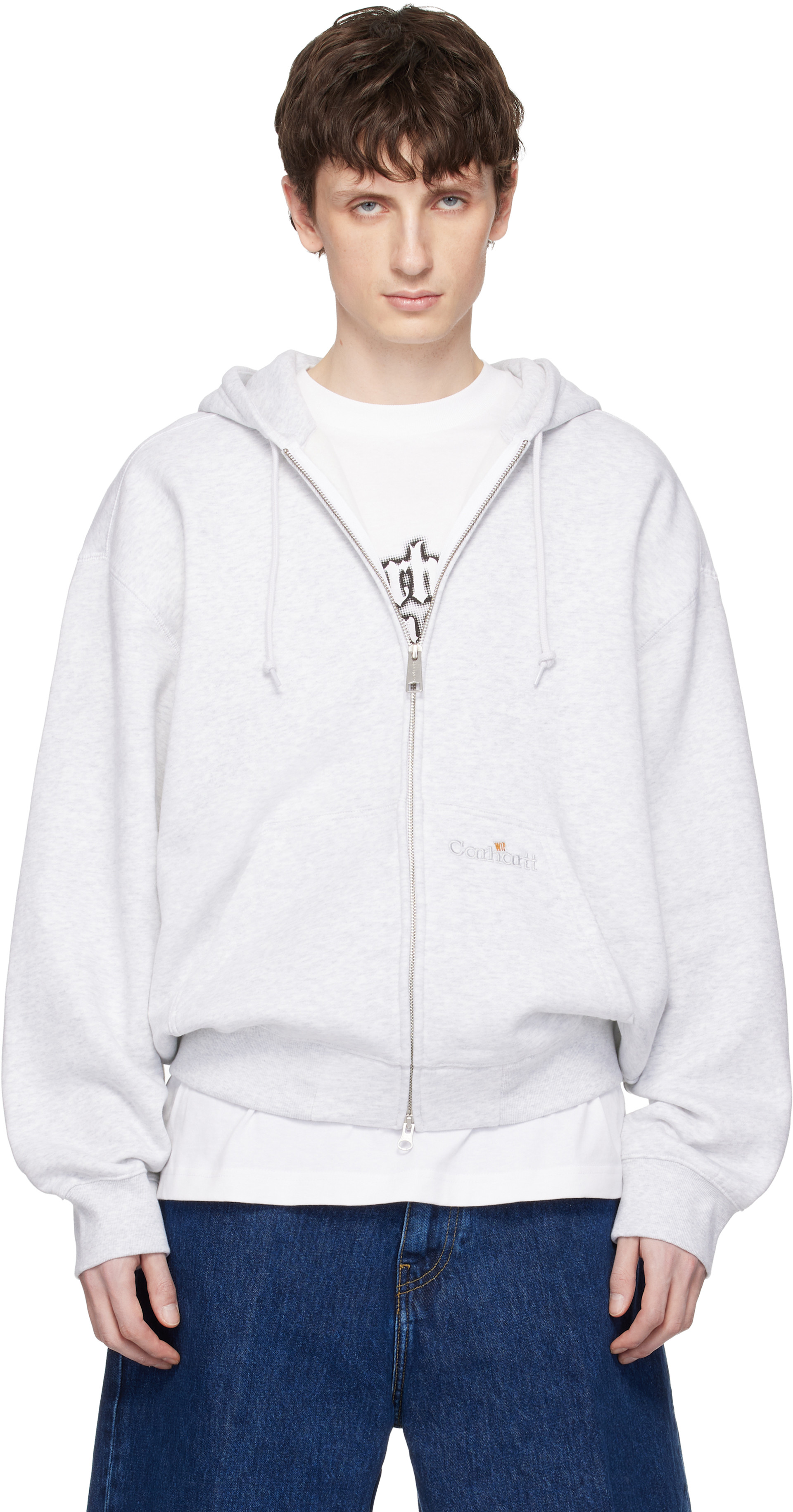 Carhartt Work In Progress - Pull à capuche gris en molleton à logo