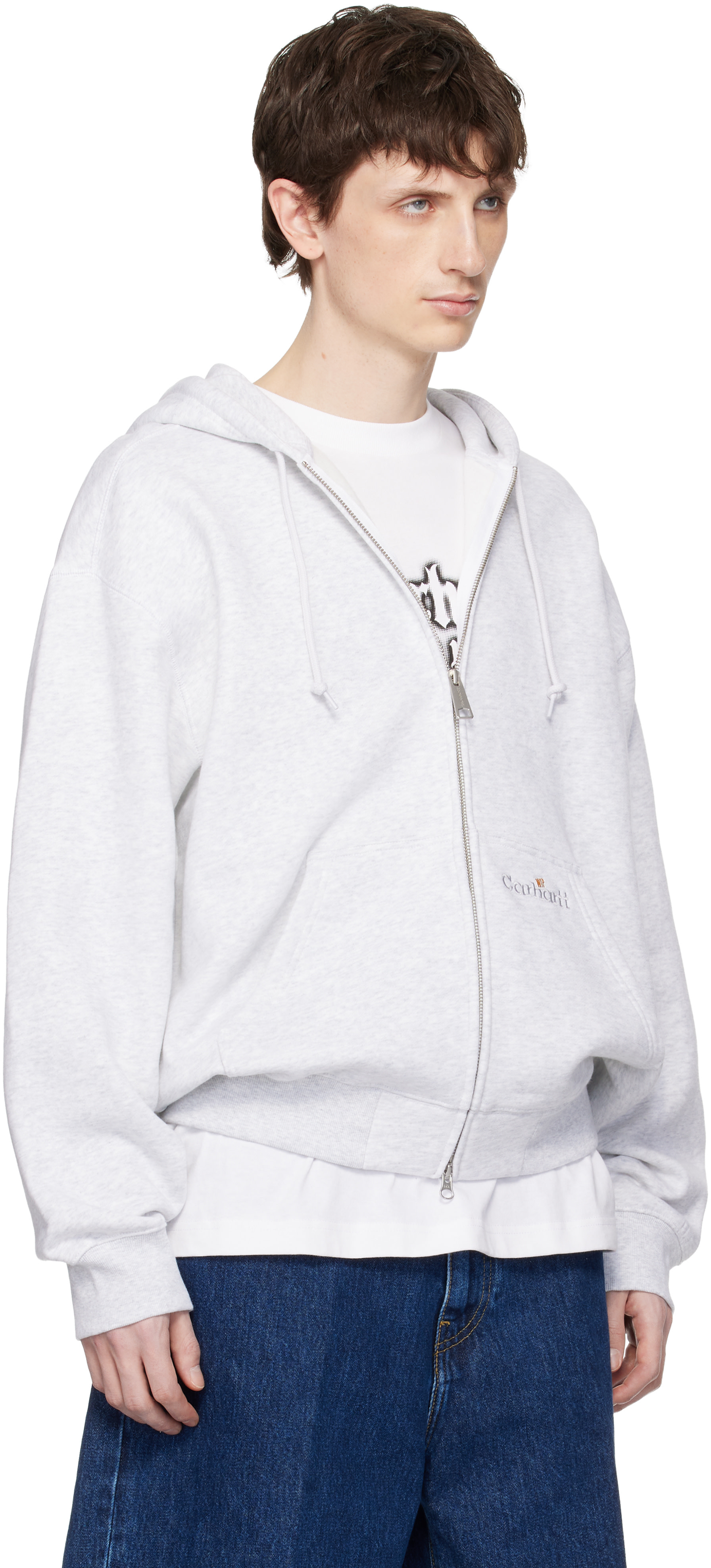 Carhartt Work In Progress - Pull à capuche gris en molleton à logo