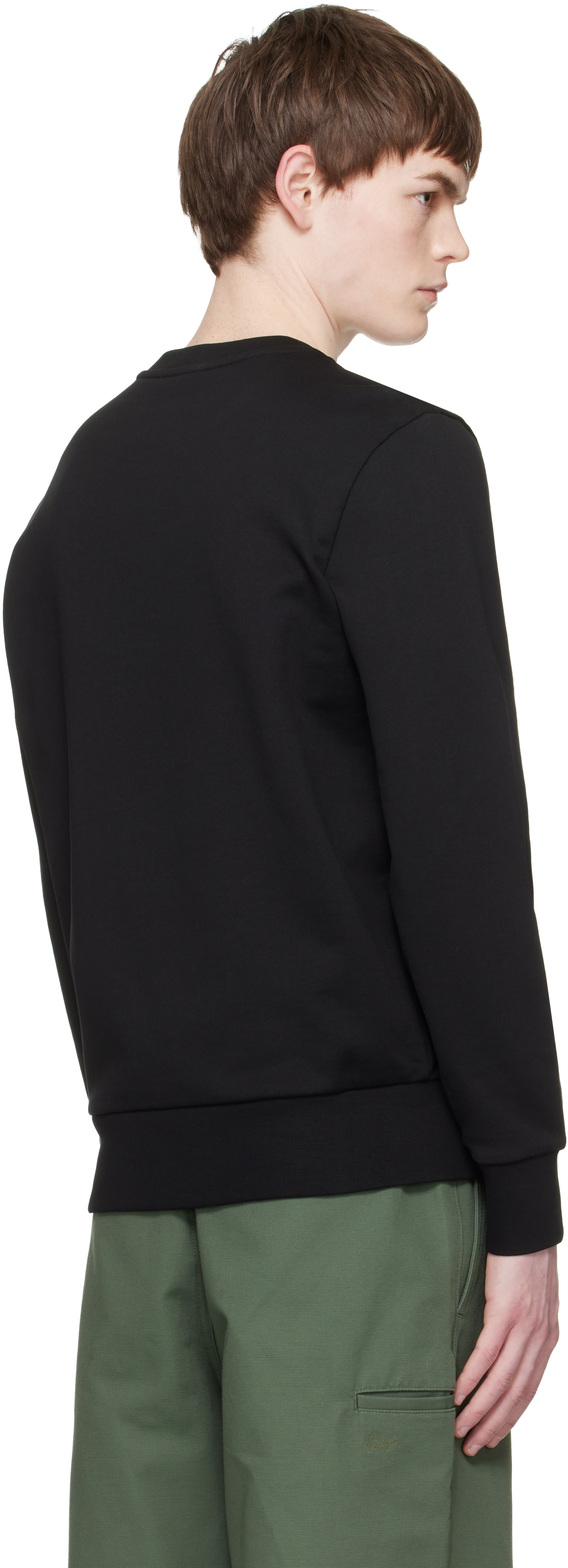 Moncler - Pull molletonné noir en jersey de coton à logo