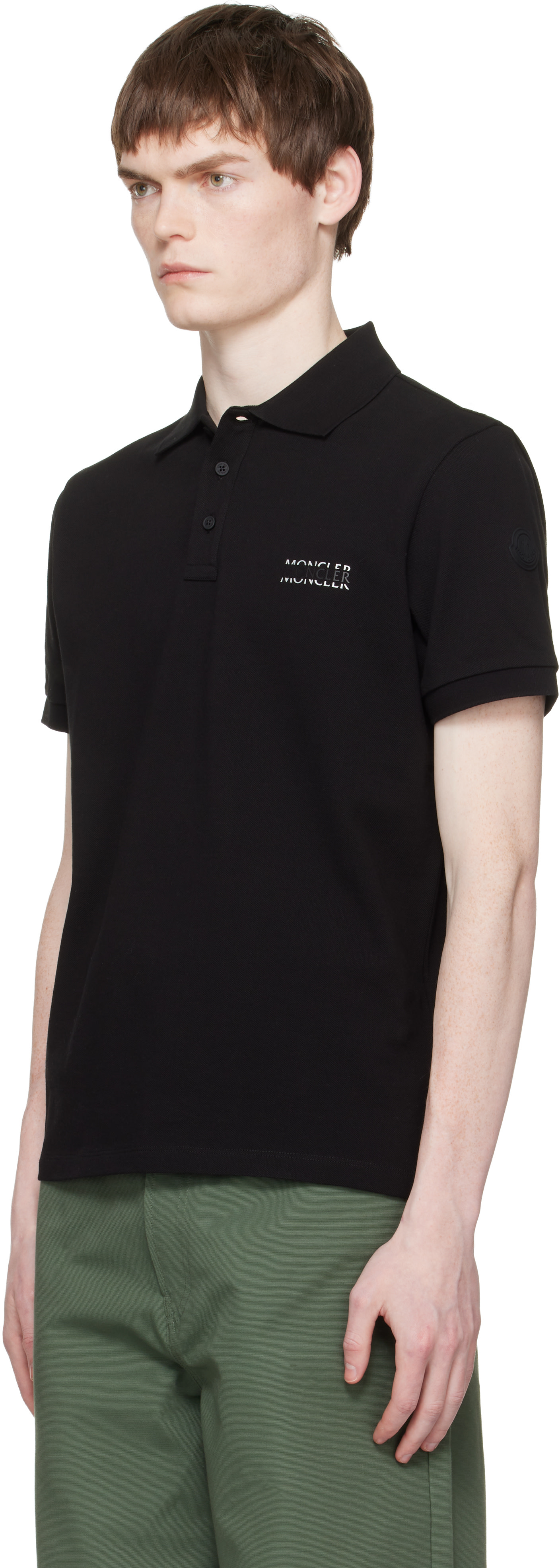 Moncler - Black Logo Cotton Piquet Polo