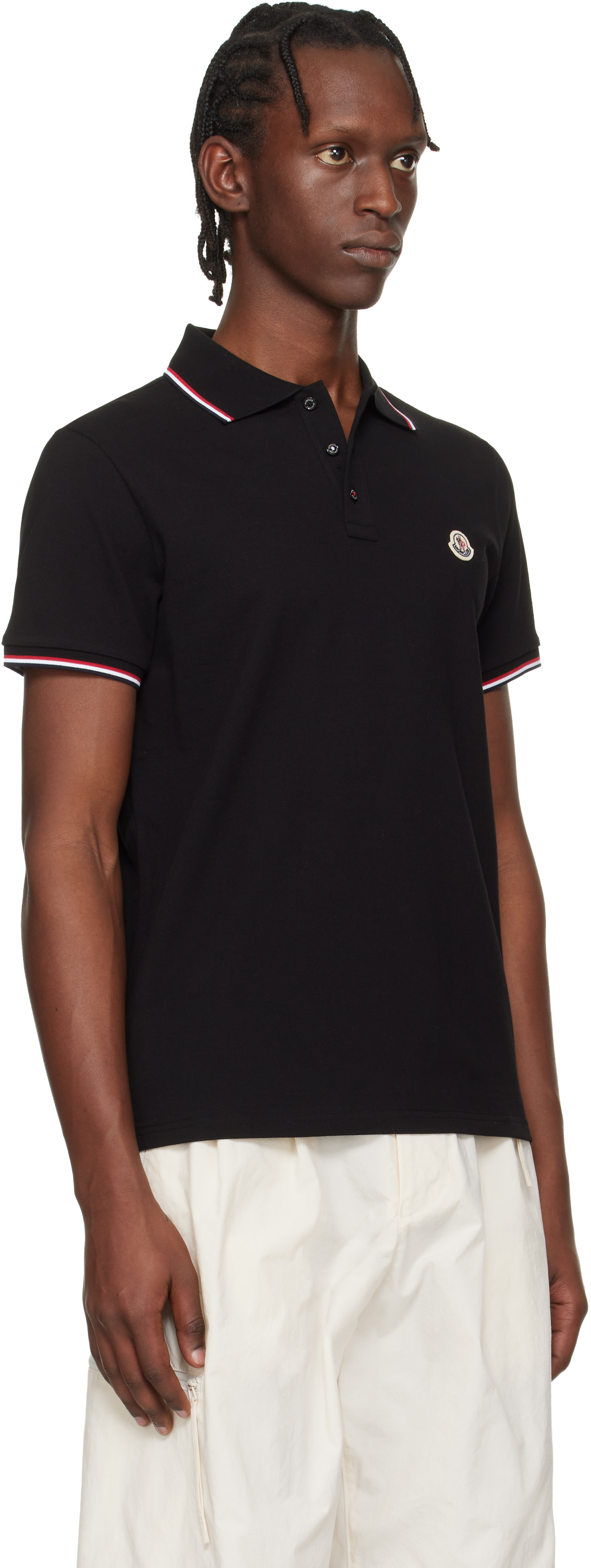 Moncler - Black Tricolor-Trimmed Cotton Piquet Polo