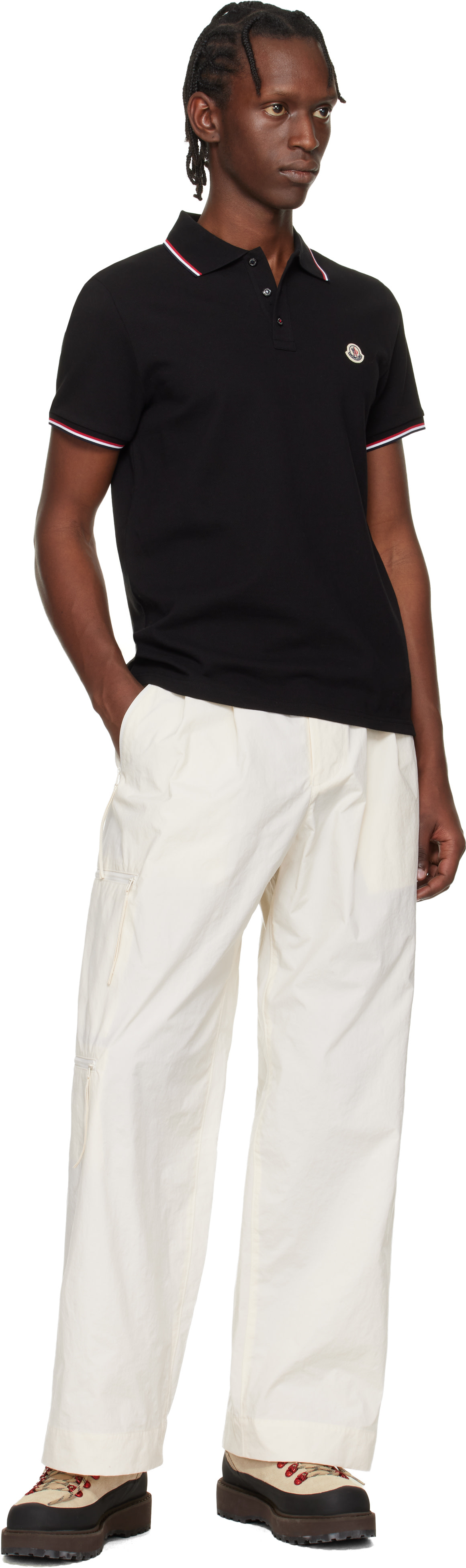 Moncler - Black Tricolor-Trimmed Cotton Piquet Polo