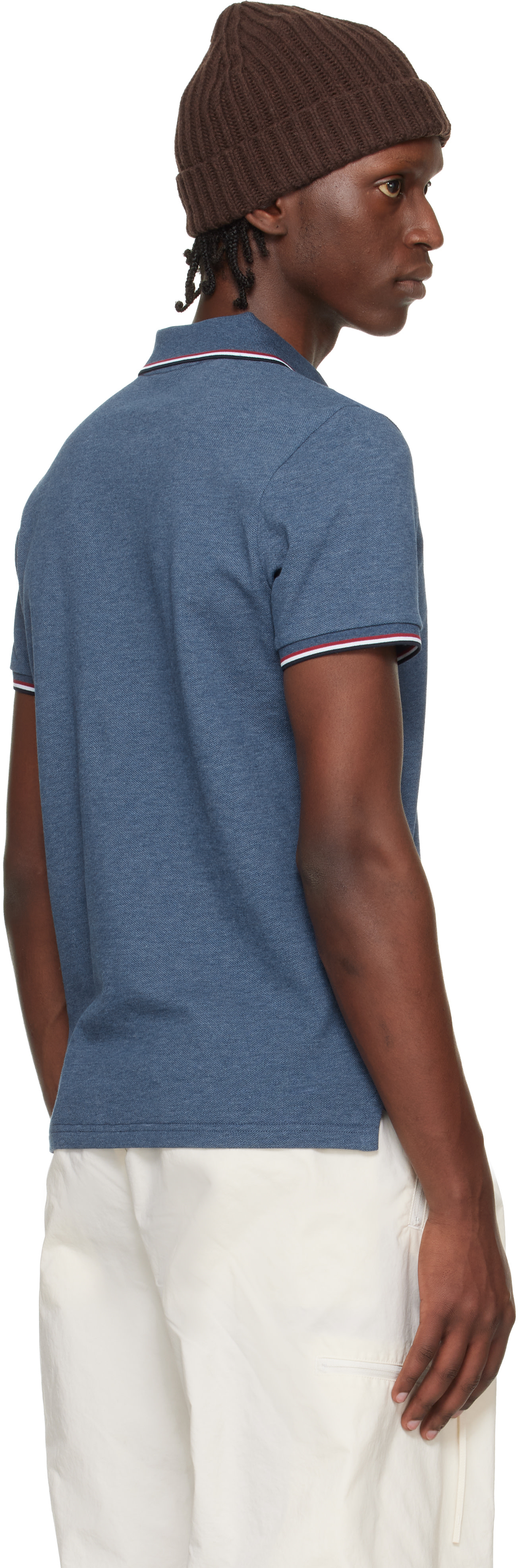 Moncler - Blue Tricolor-Trimmed Cotton Piquet Polo