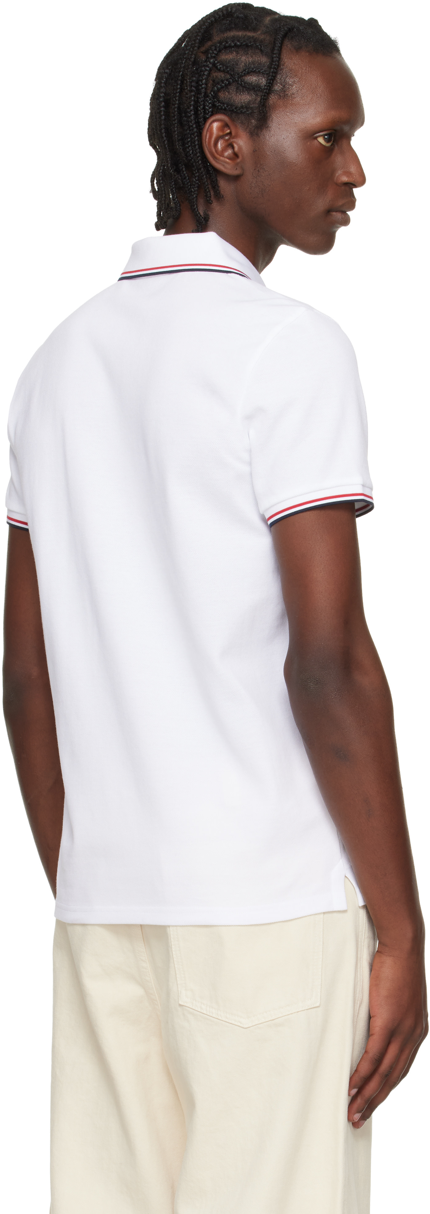 Moncler - White Tricolor-Trimmed Cotton Piquet Polo