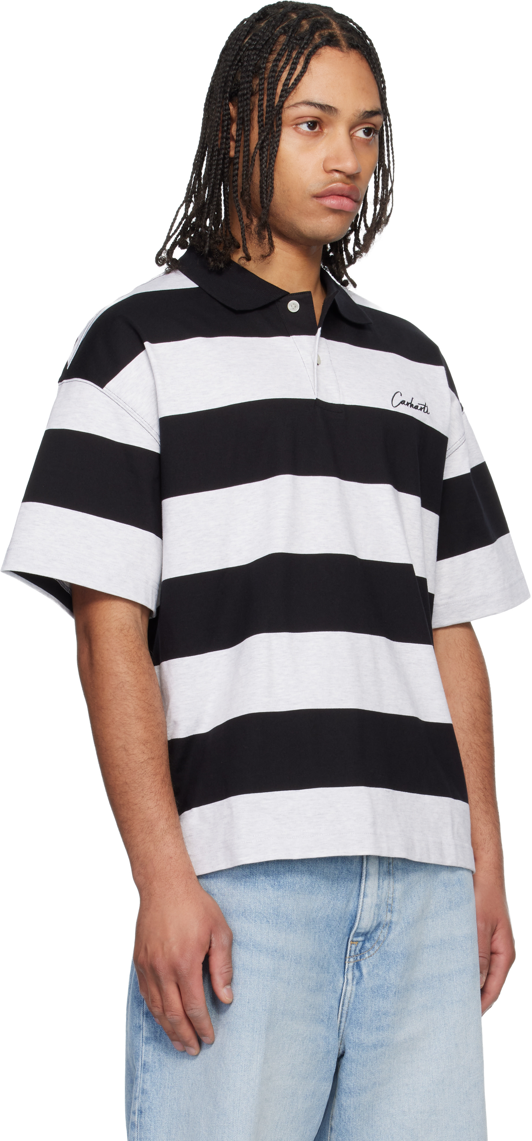 Carhartt Work In Progress: ブラック＆ホワイト Delray ボーダー 半袖