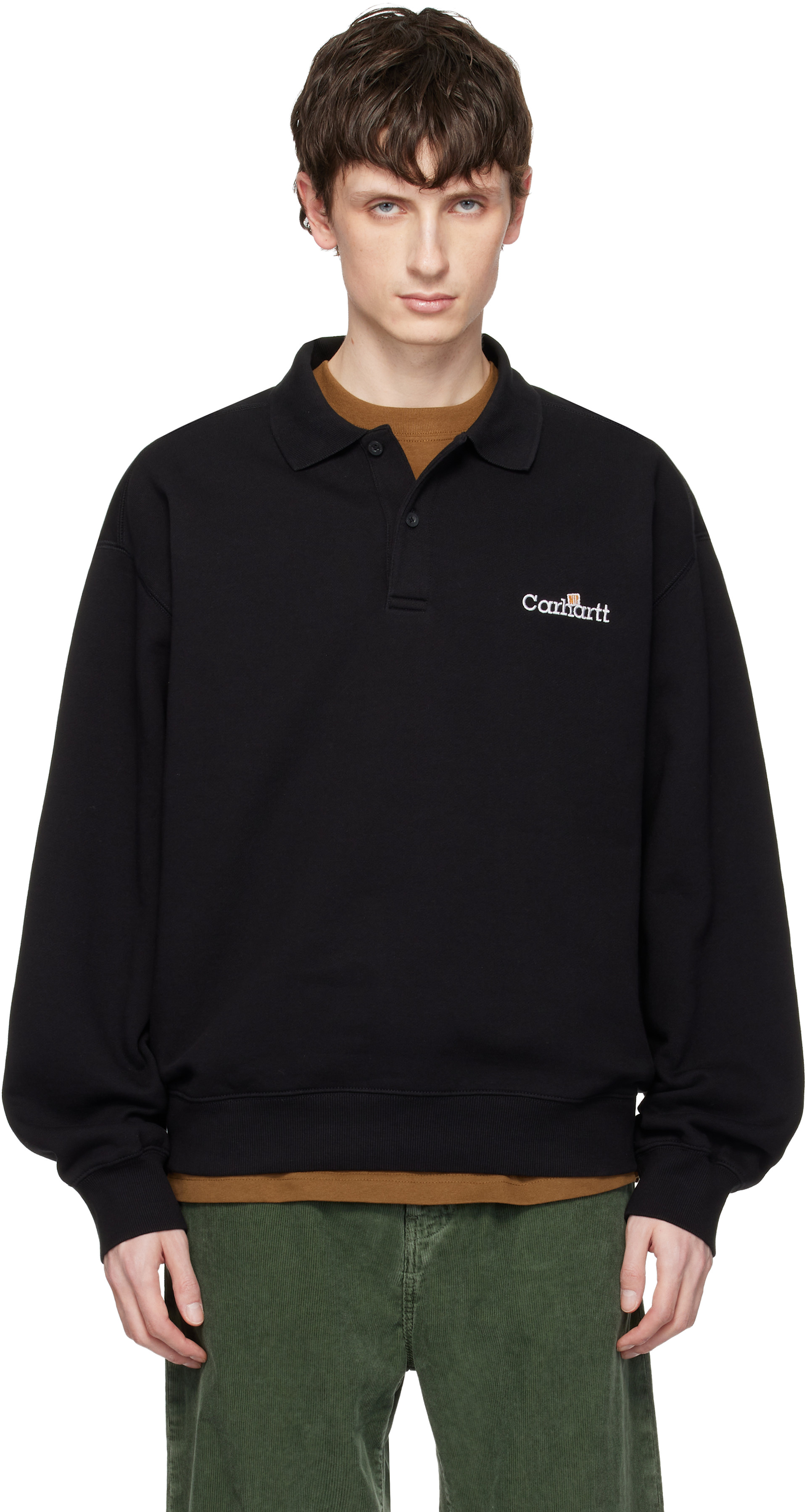 Carhartt Work In Progress - Polo noir en molleton à logo